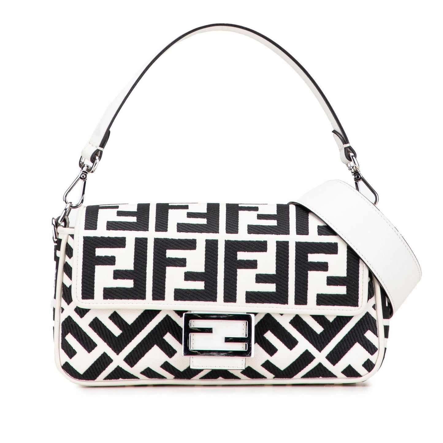 Fendi Zucca Baguette Satchel Canvas Embroidered Satchel Bag Baguette Satchel 22