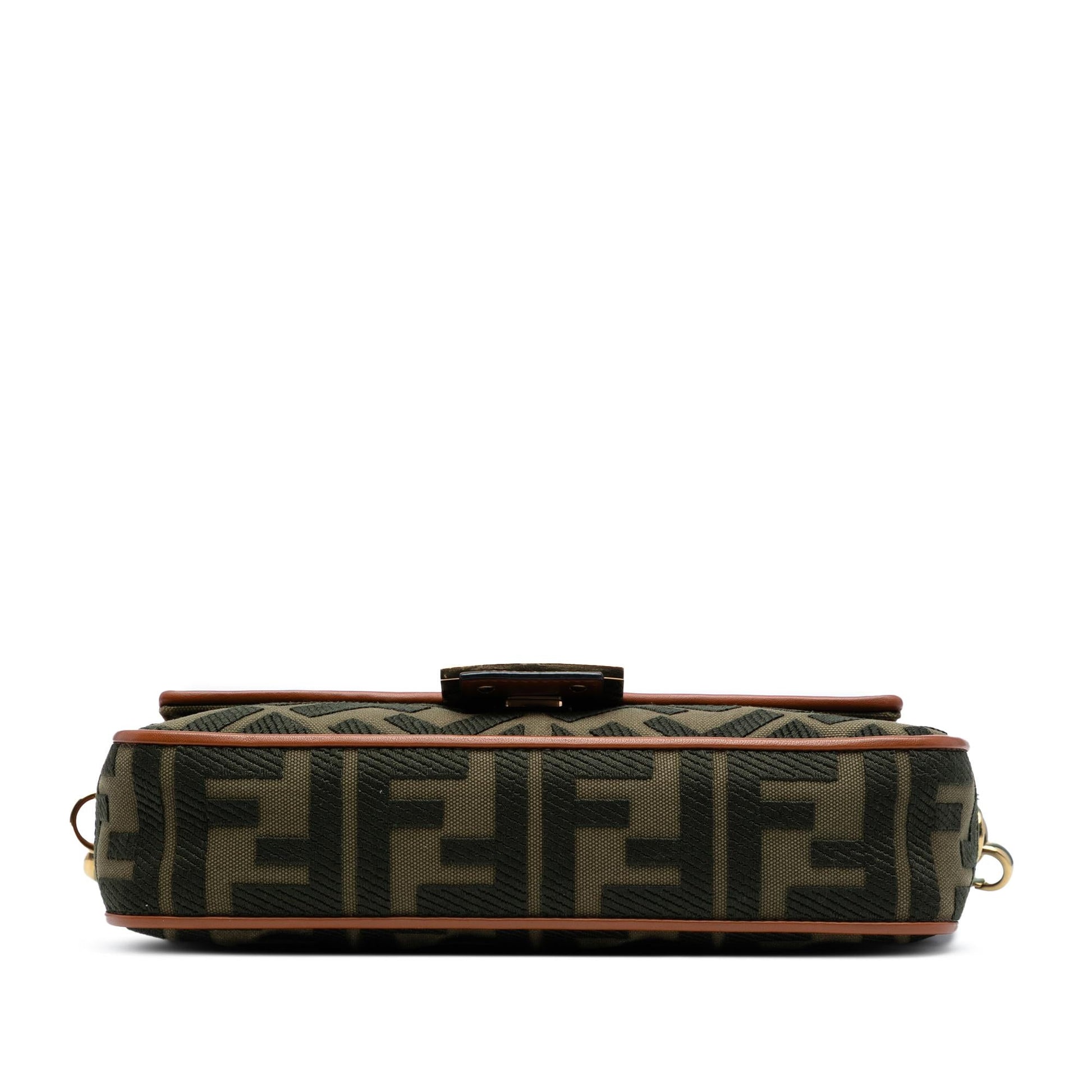 Fendi Zucca Baguette Satchel Canvas Embroidered Satchel Bag Baguette Satchel 24