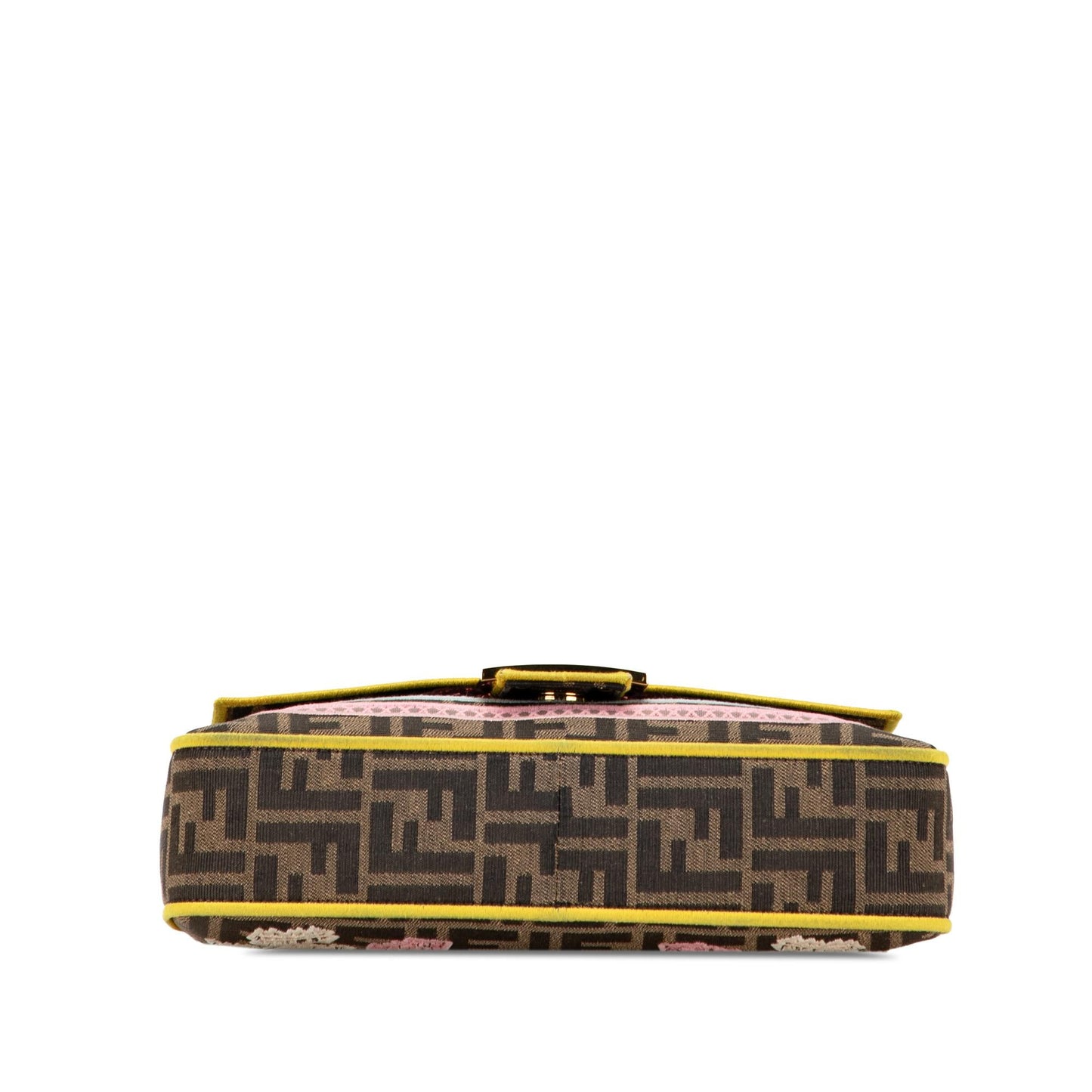 Fendi Zucca Floral Baguette Satchel Canvas Embroidered Satchel Bag