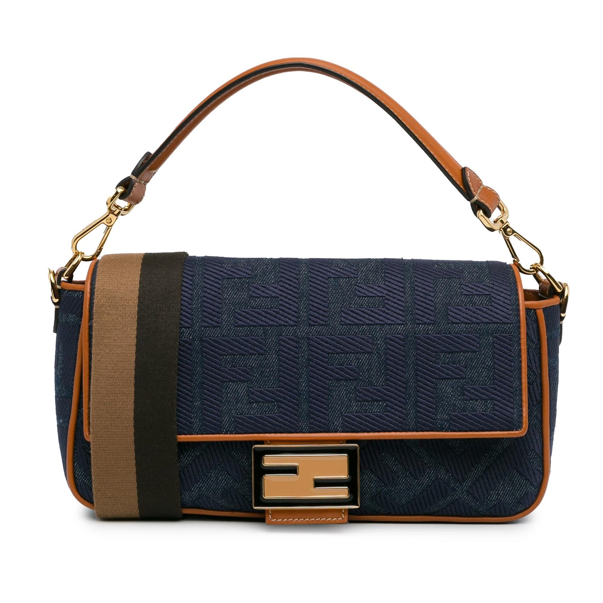 Fendi Zucca Baguette Satchel Shg Oiaeab Denim Embroidered Satchel Bag