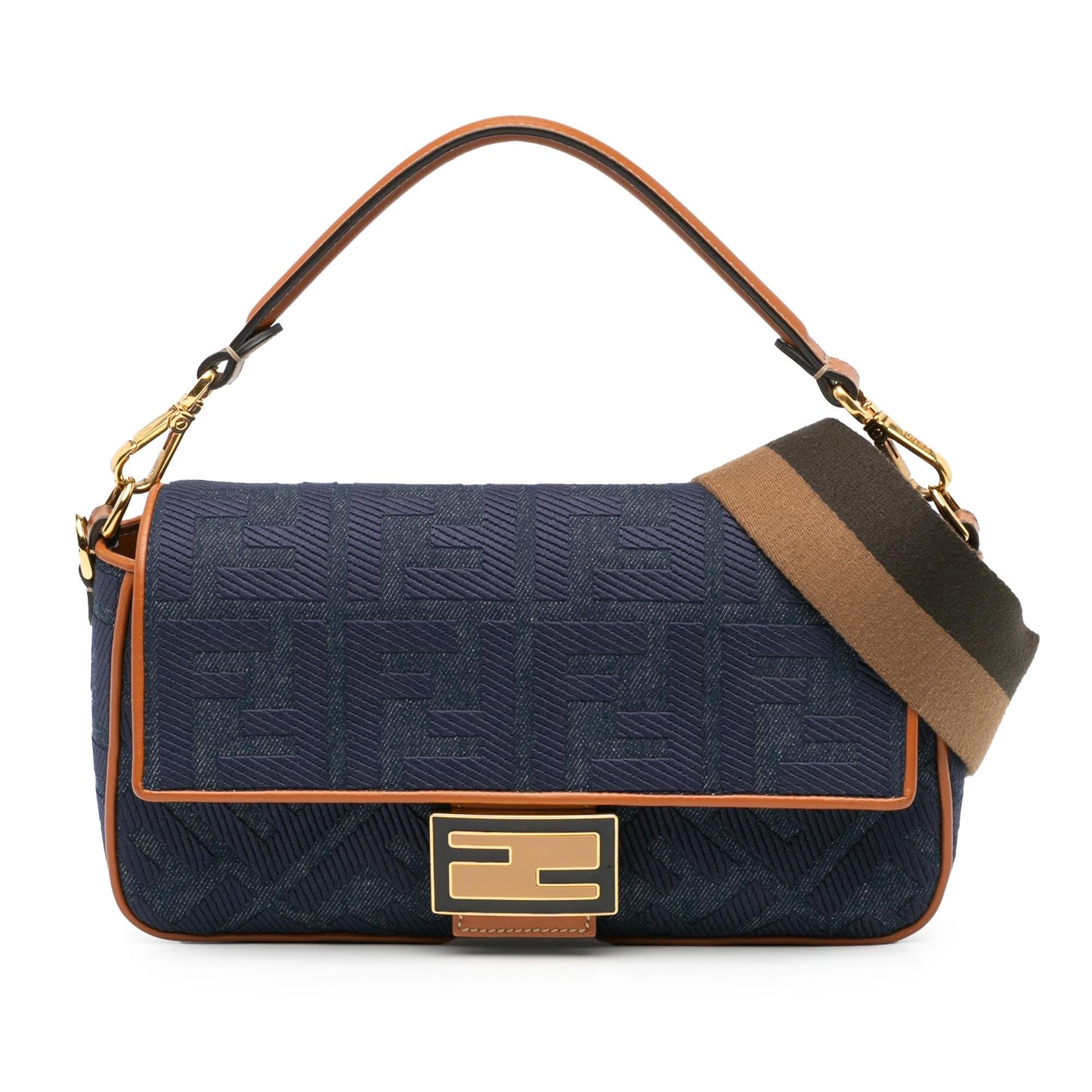 Fendi Zucca Baguette Satchel Shg U0Rmi7 Denim Embroidered Satchel Bag
