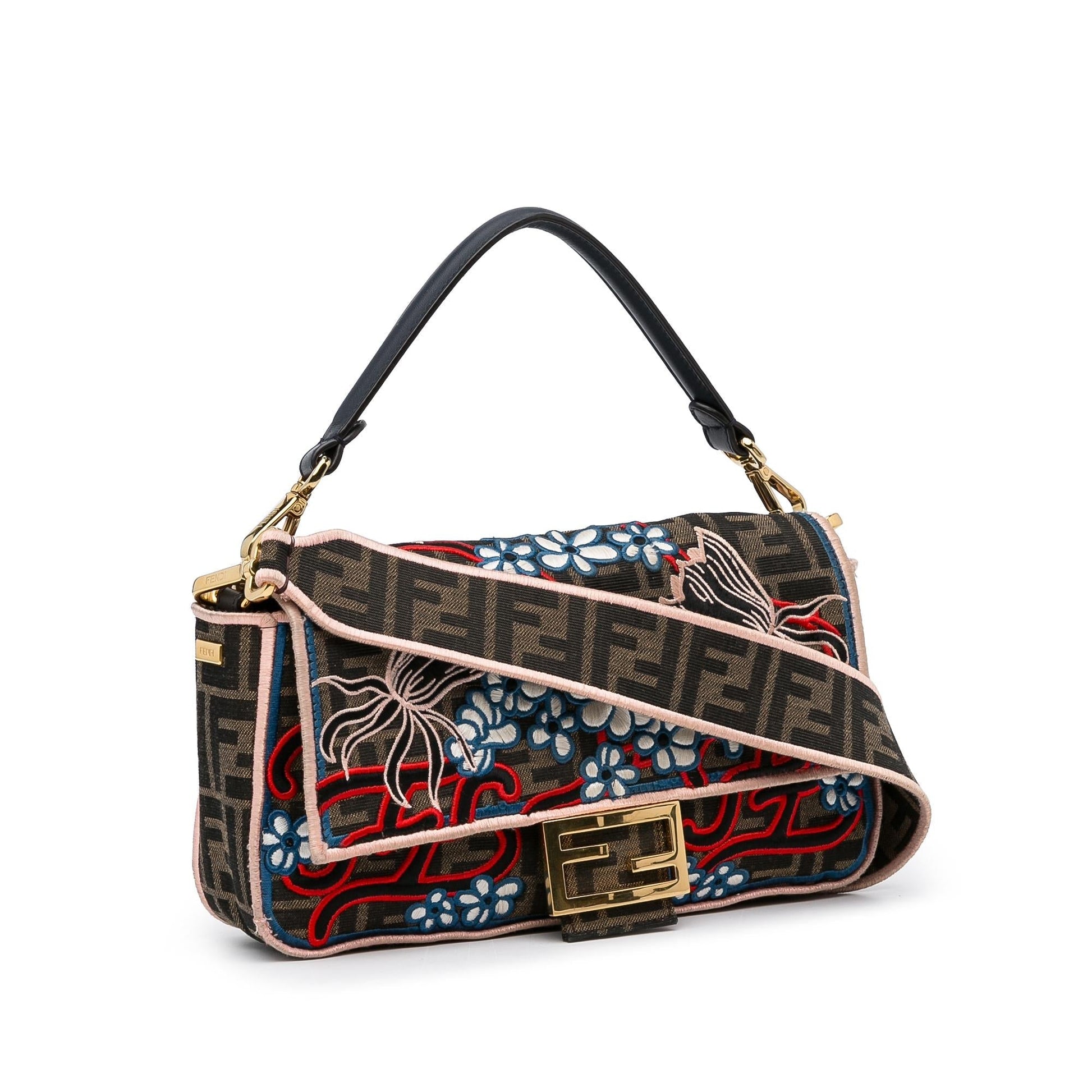 Fendi Zucca Karligraphy Baguette Shg Tbddoj Satchel Bag Embroidered