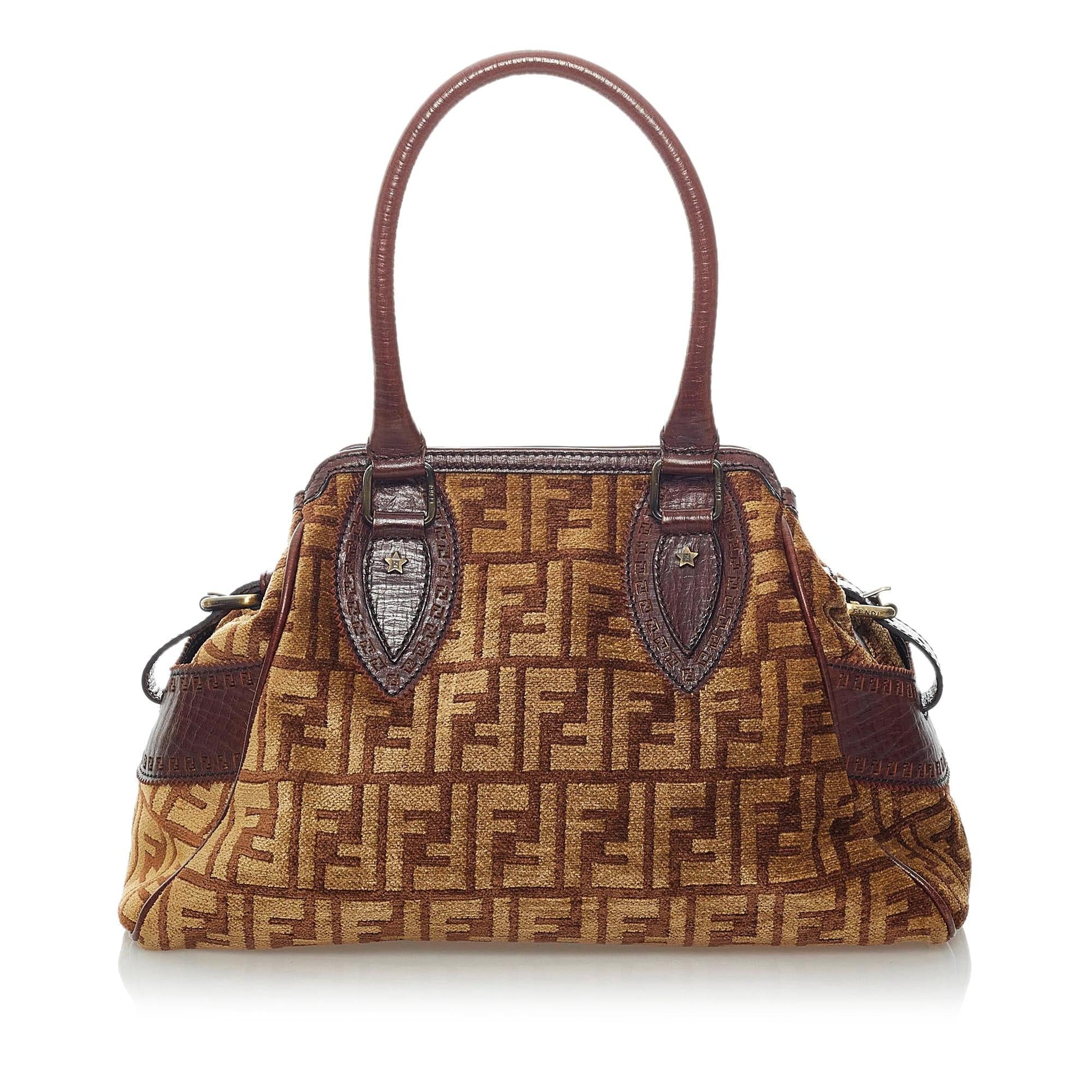 Fendi Zucca Etniko Handbag Shg Canvas Satchel Bag