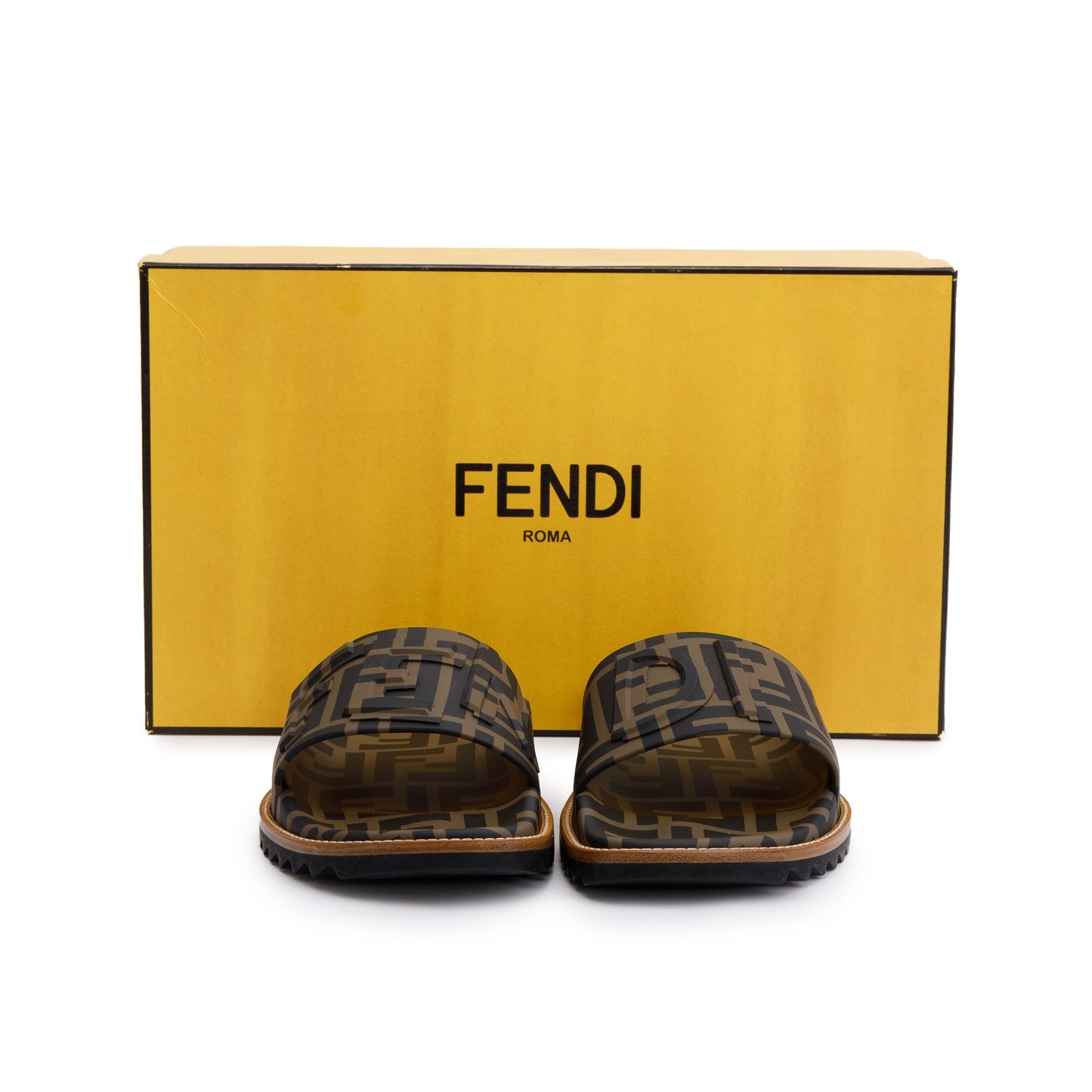 Fendi Zucca Ff Rubber Slides Men Size Travel Logo Travel Bag