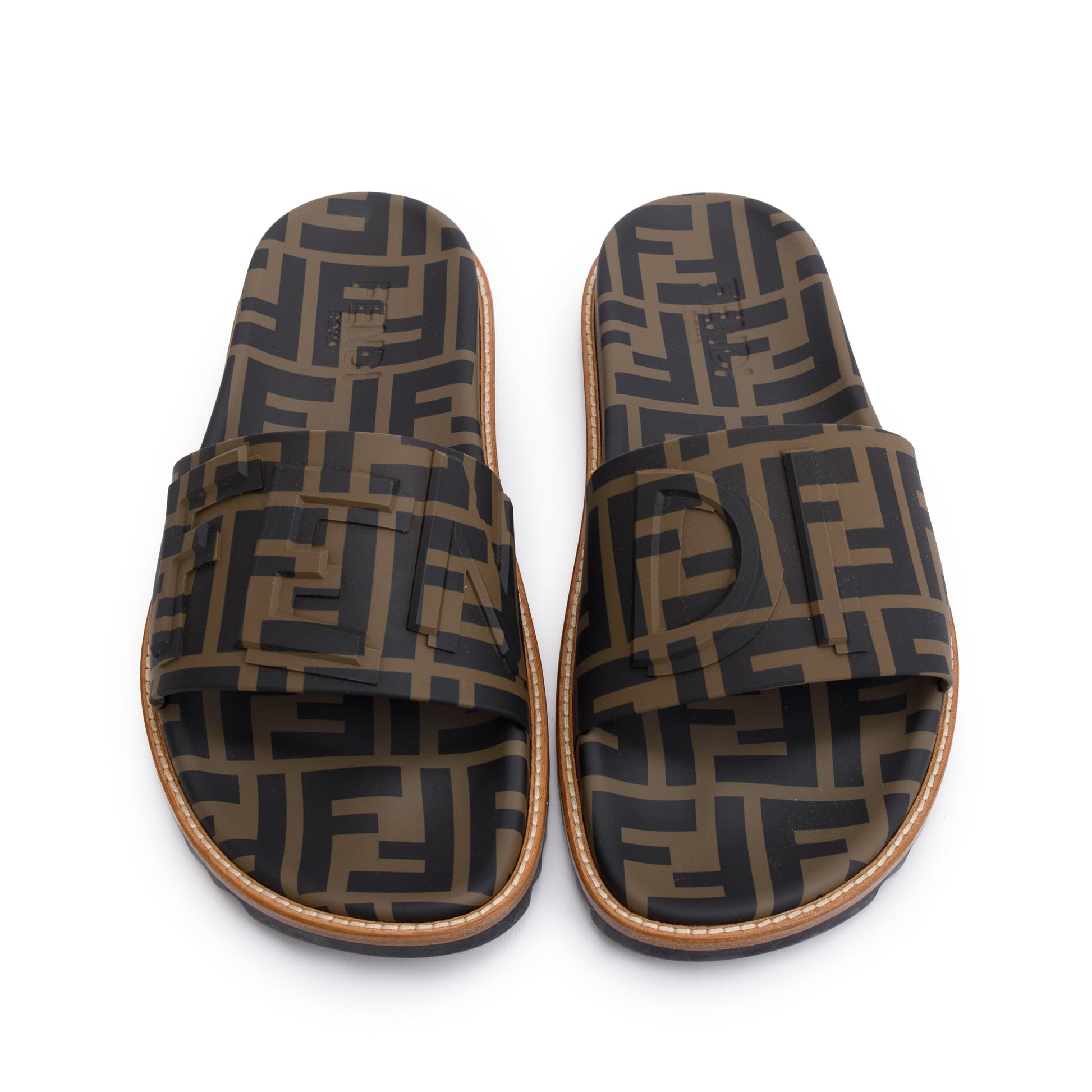 Fendi Zucca Ff Rubber Slides Men Size Travel Logo Travel Bag
