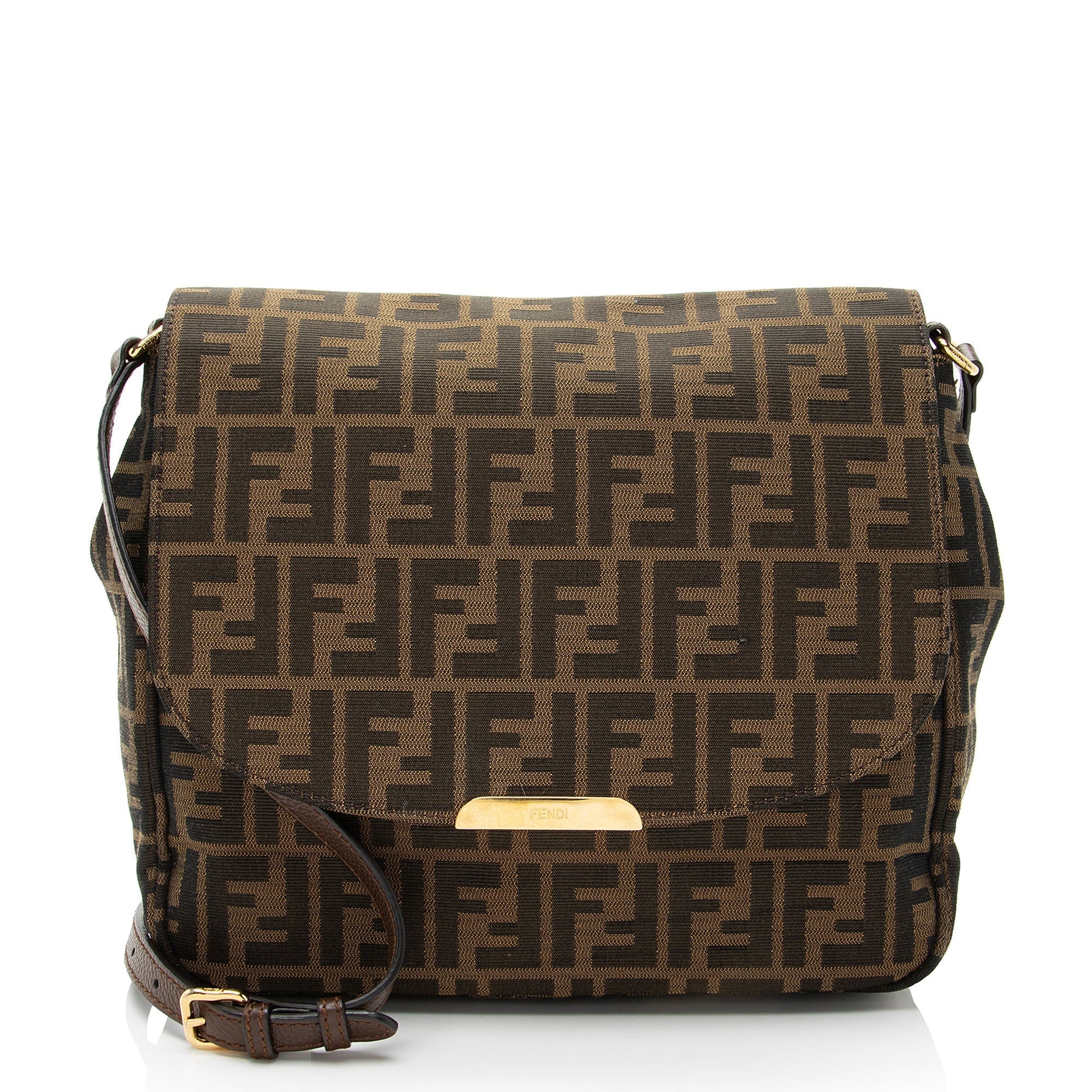 Fendi Zucca Messenger Flap Shoulder Bag