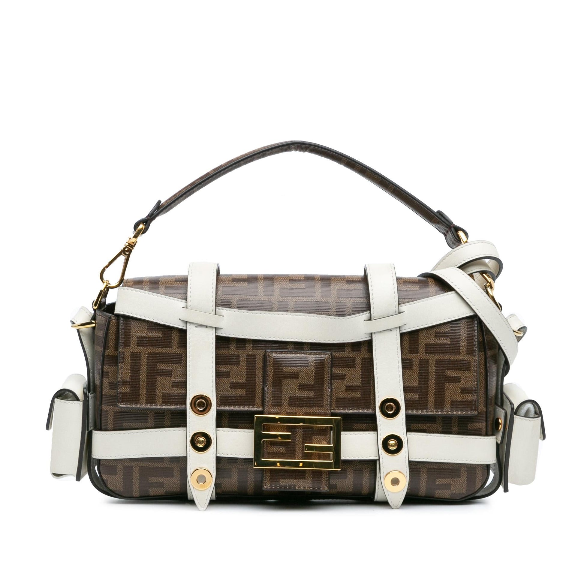 Fendi Zucca Glazed Fabric Cage Baguette Satchel Satchel Bag Cage Baguette Satchel
