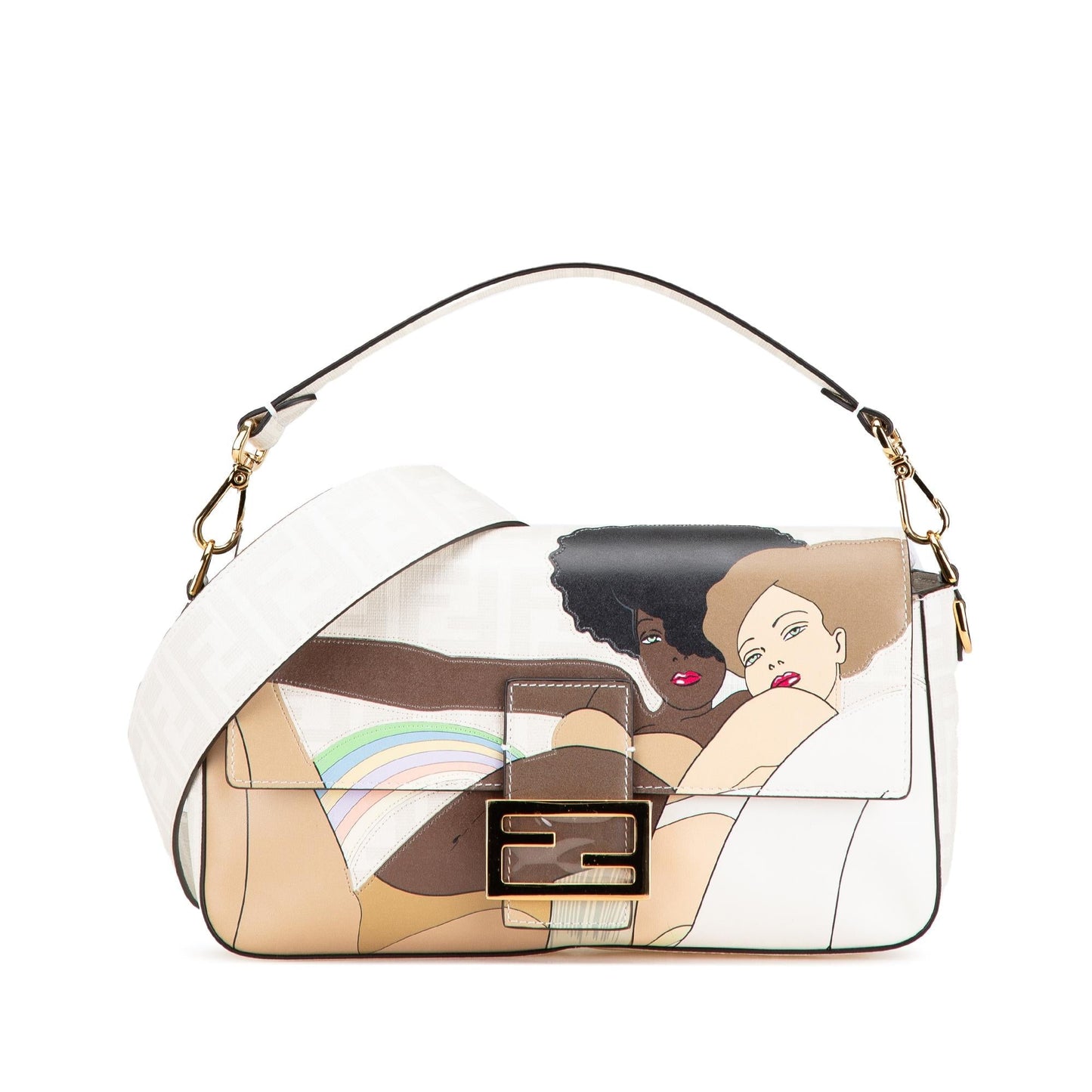 Fendi Zucca Graphic Print Coated Bikini Girls Baguette Satchel Canvas Satchel Bag Baguette Satchel 1