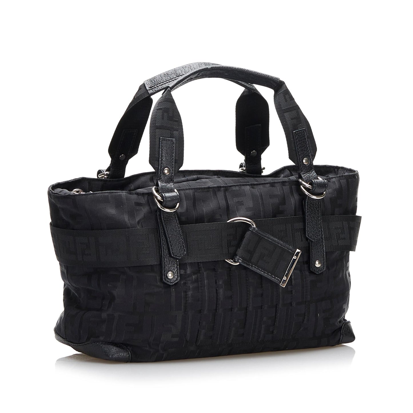 Fendi Zucca Code Handbag Shg Y6Neon Nylon Zip Satchel Bag