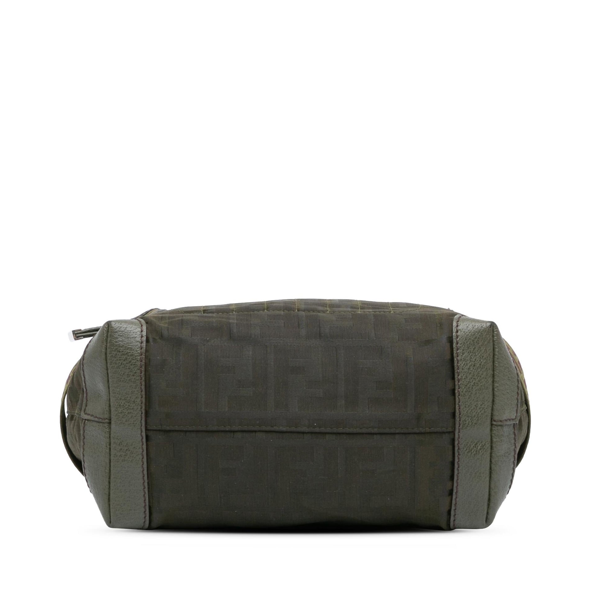 Fendi Zucca Code Handbag Nylon Zip Satchel Bag Zip Code Handbag