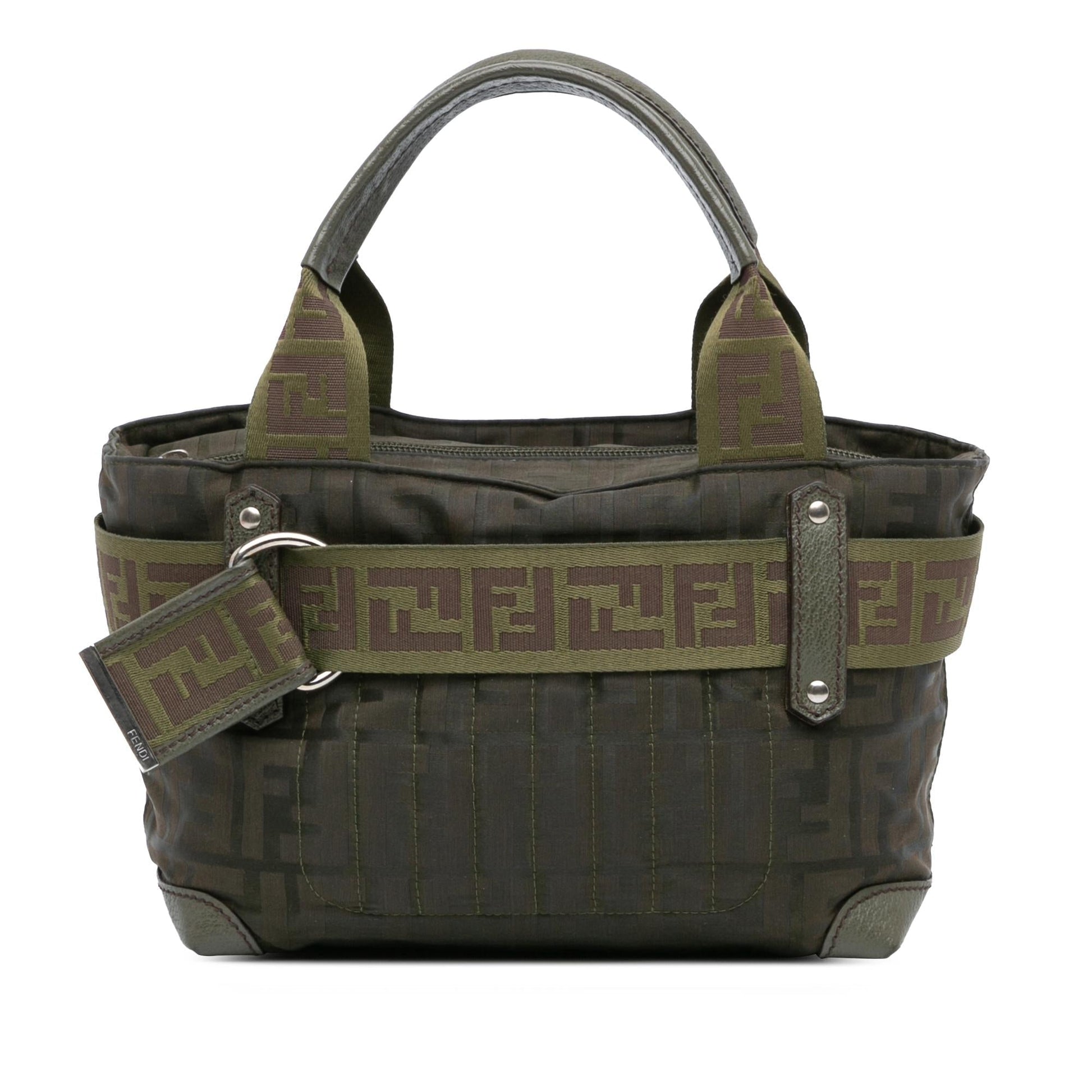 Fendi Zucca Code Handbag Nylon Zip Satchel Bag Code Handbag 2