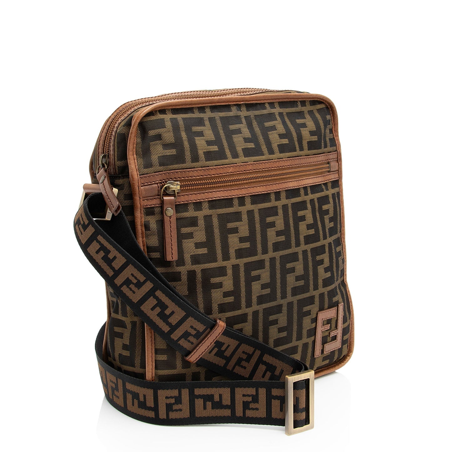 Fendi Zucca Messenger Shf Atydub Canvas Zip Shoulder Bag