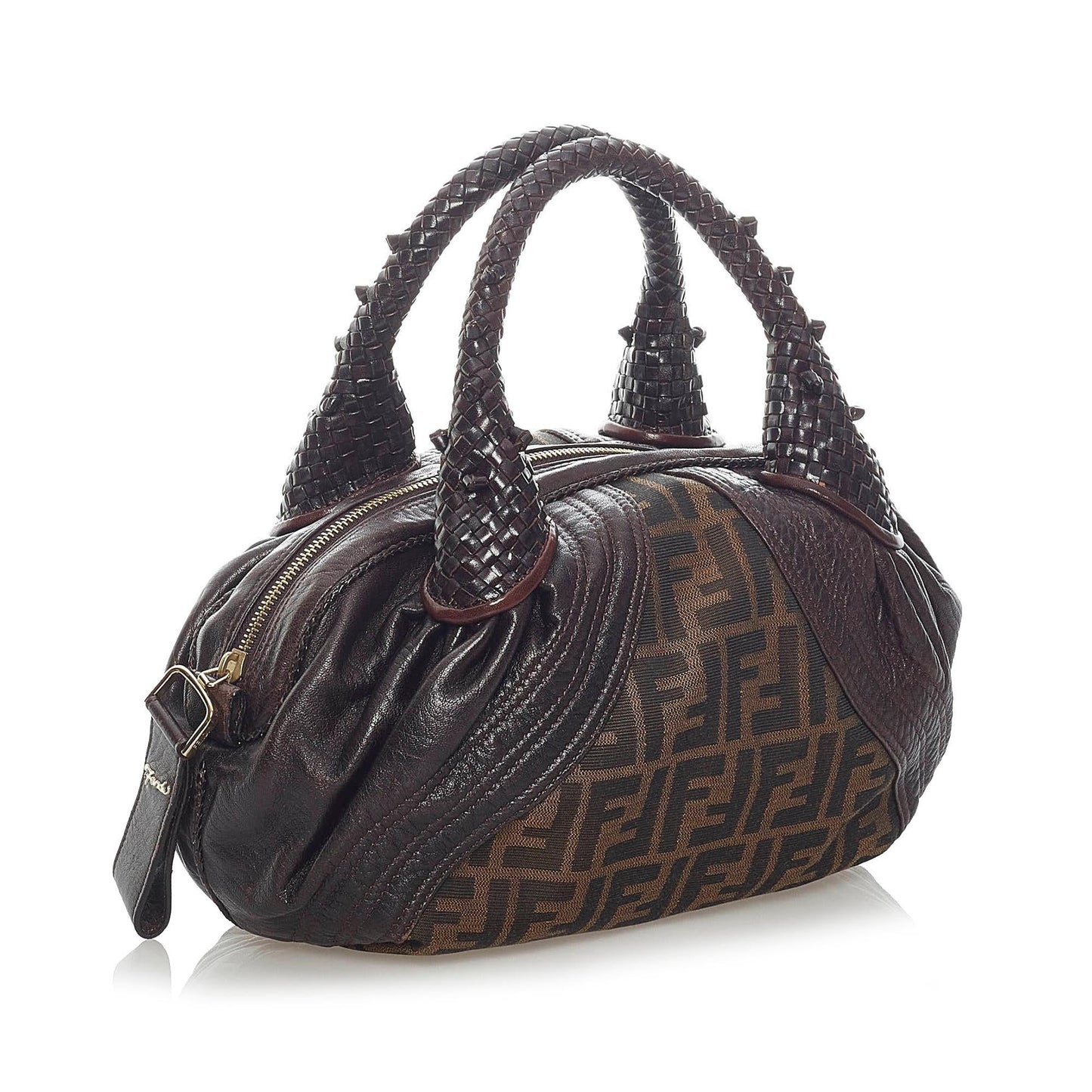 Fendi Zucca Spy Handbag Shg Canvas Satchel Bag