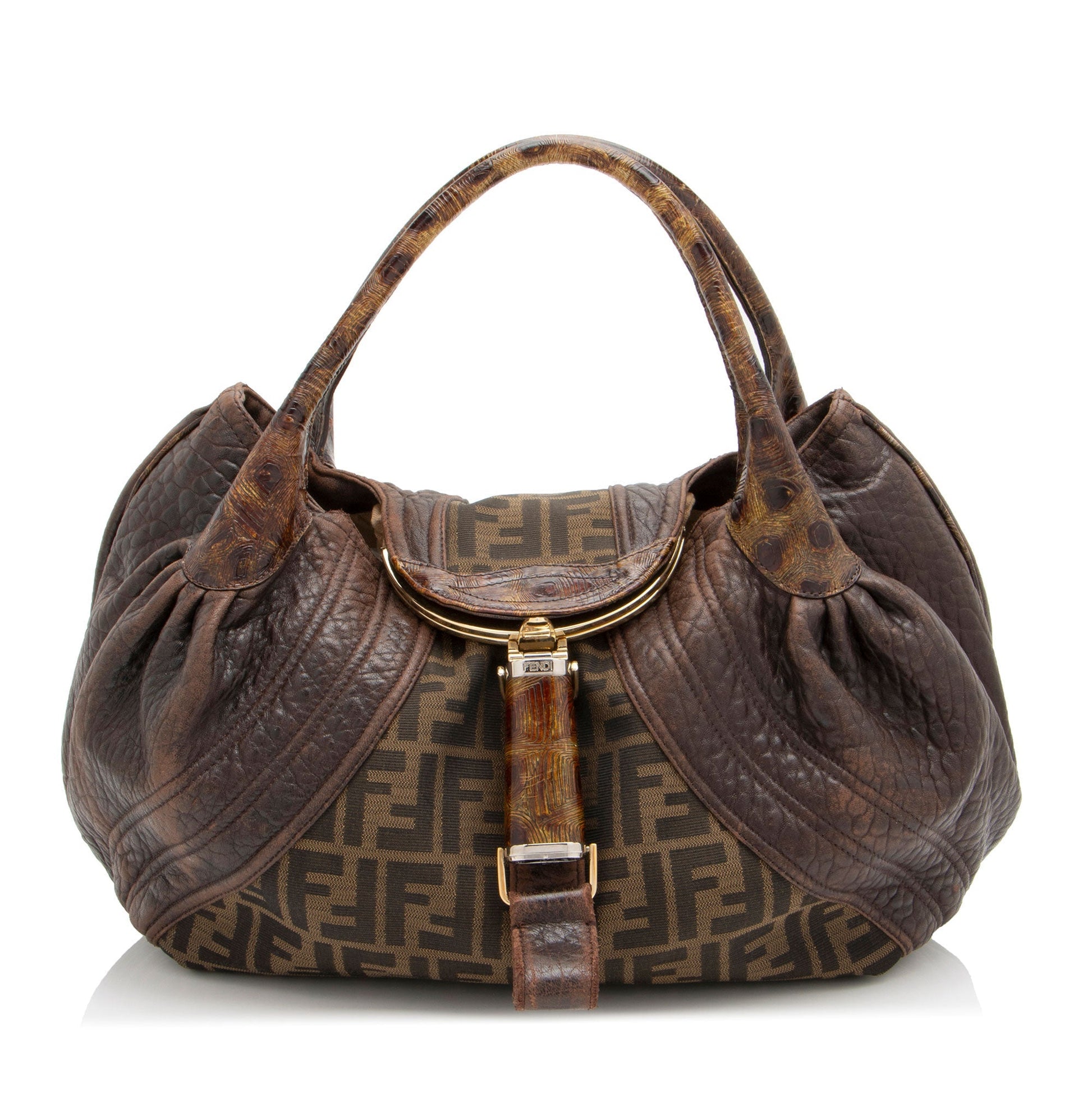 Fendi Zucca Tortuga Spy Satchel Leather Satchel Bag