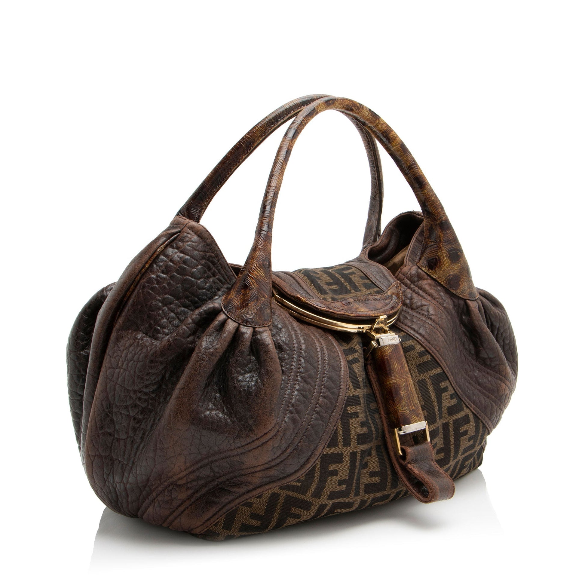 Fendi Zucca Tortuga Spy Satchel Leather Satchel Bag
