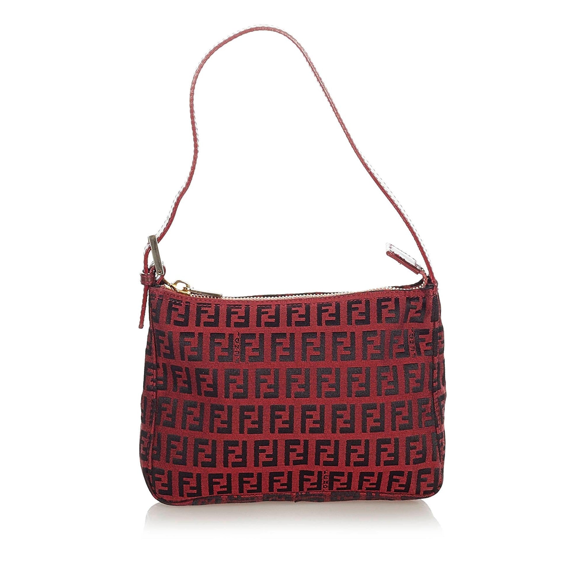 Fendi Zucchino Baguette Shg Handbag Canvas Shoulder Bag Baguette Shg 22027