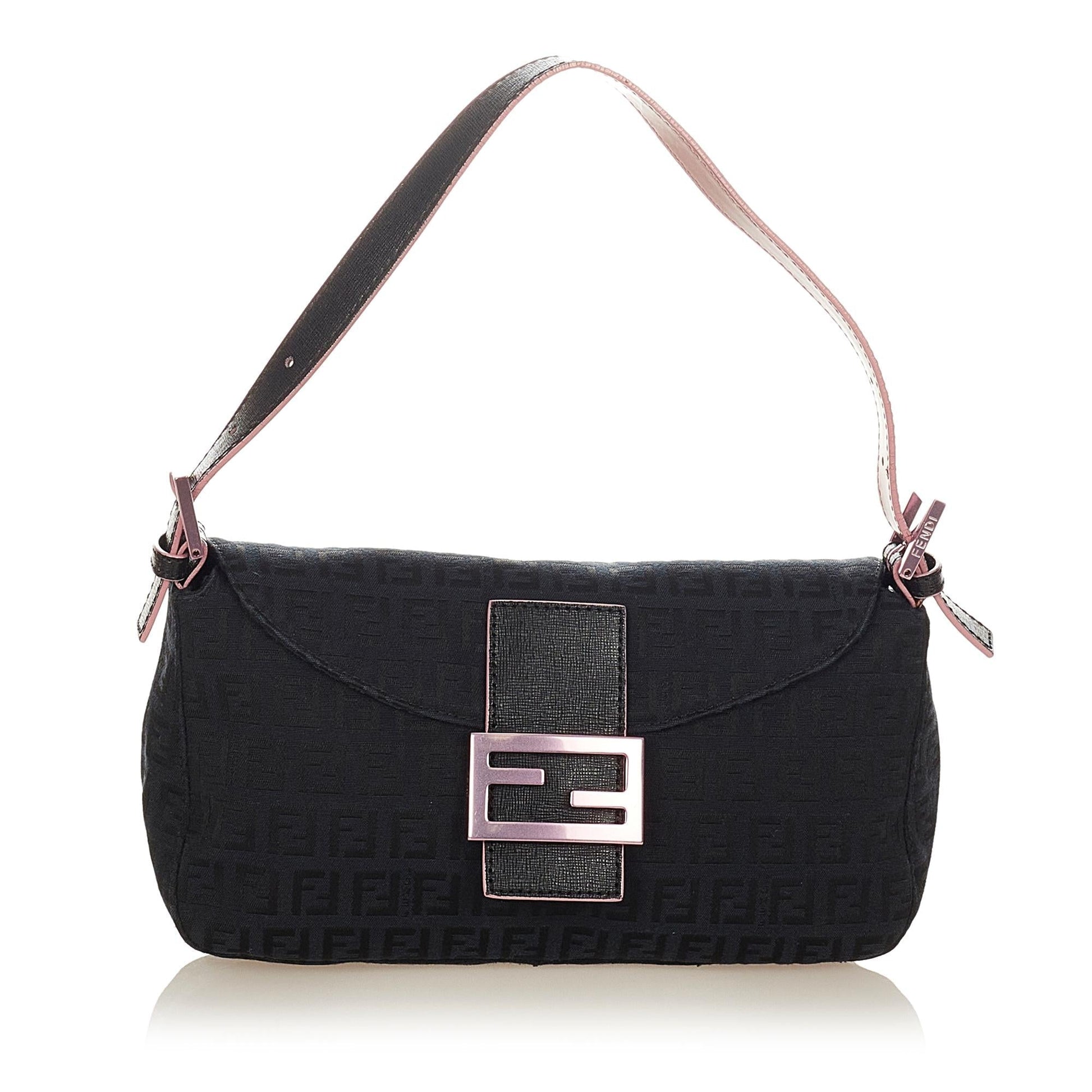 Fendi Zucchino Baguette Shg Handbag Canvas Shoulder Bag Baguette Shg 26703