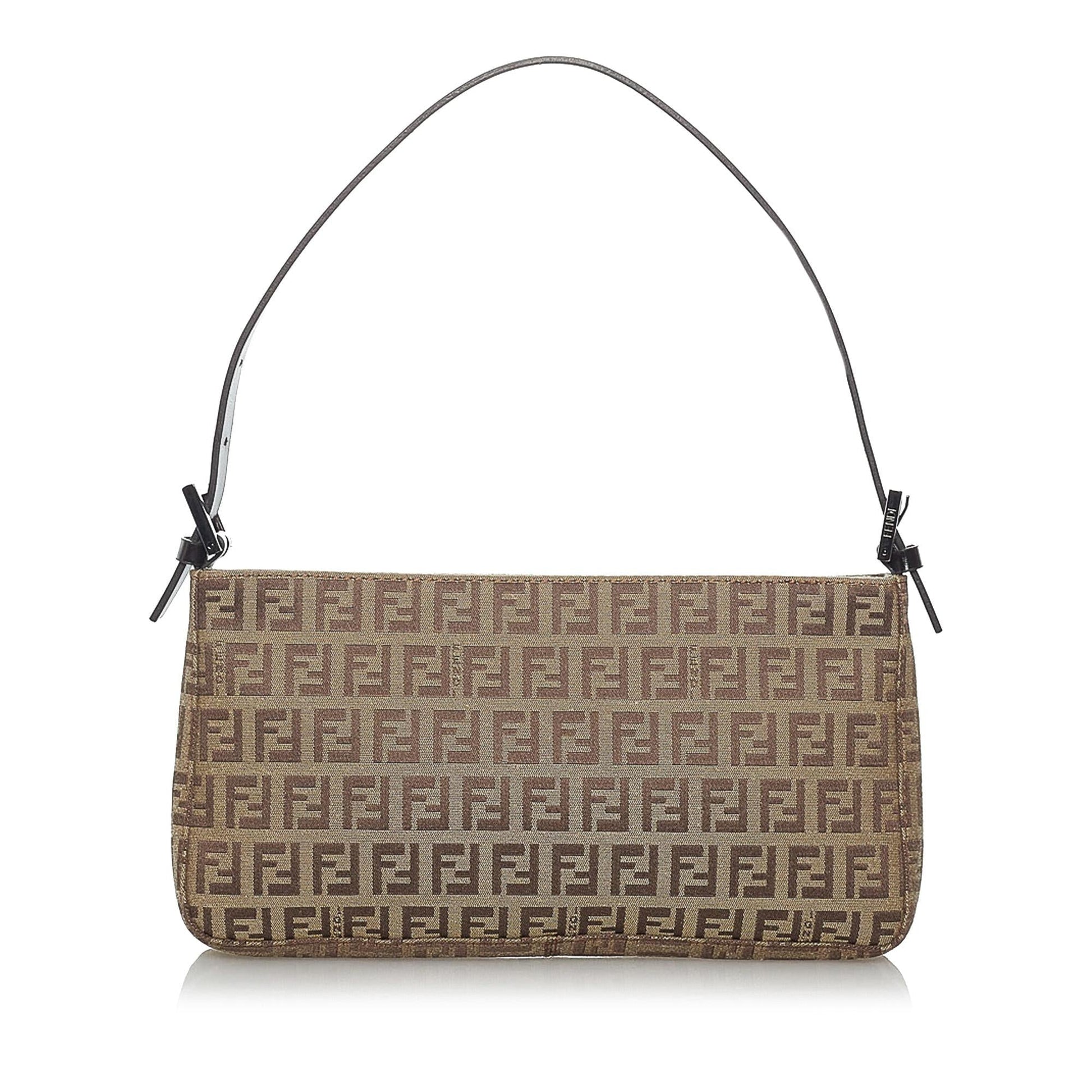 Fendi Zucchino Baguette Shg Handbag Canvas Shoulder Bag Baguette Shg 29391