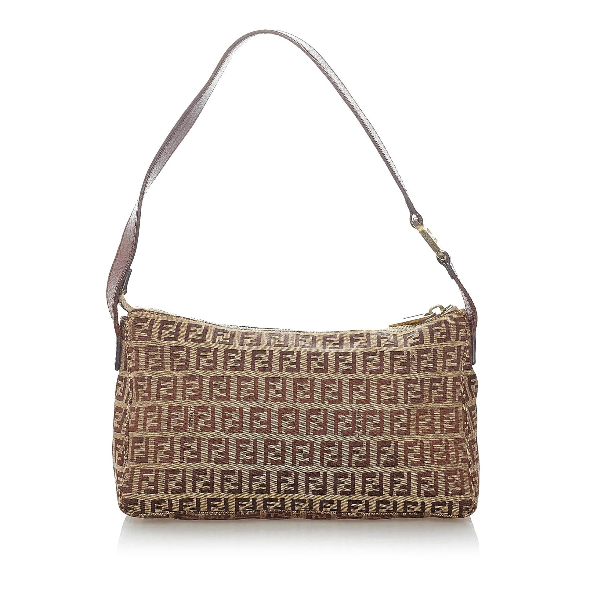 Fendi Zucchino Baguette Shg Handbag Canvas Shoulder Bag Baguette Shg 32056