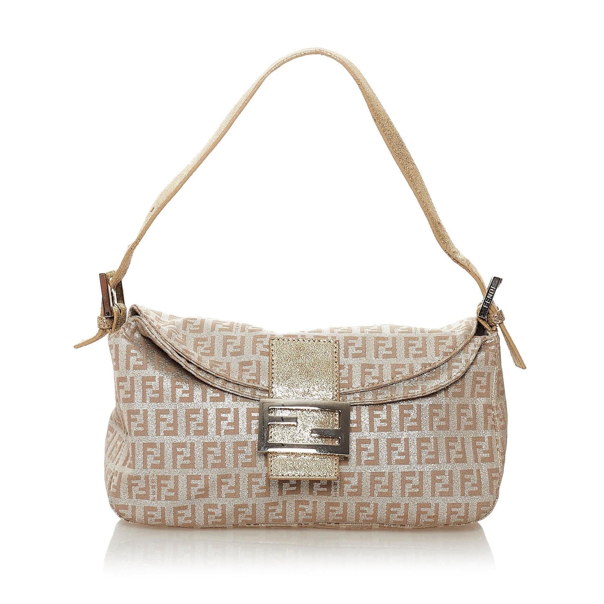 Fendi Zucchino Baguette Shg Handbag Canvas Shoulder Bag