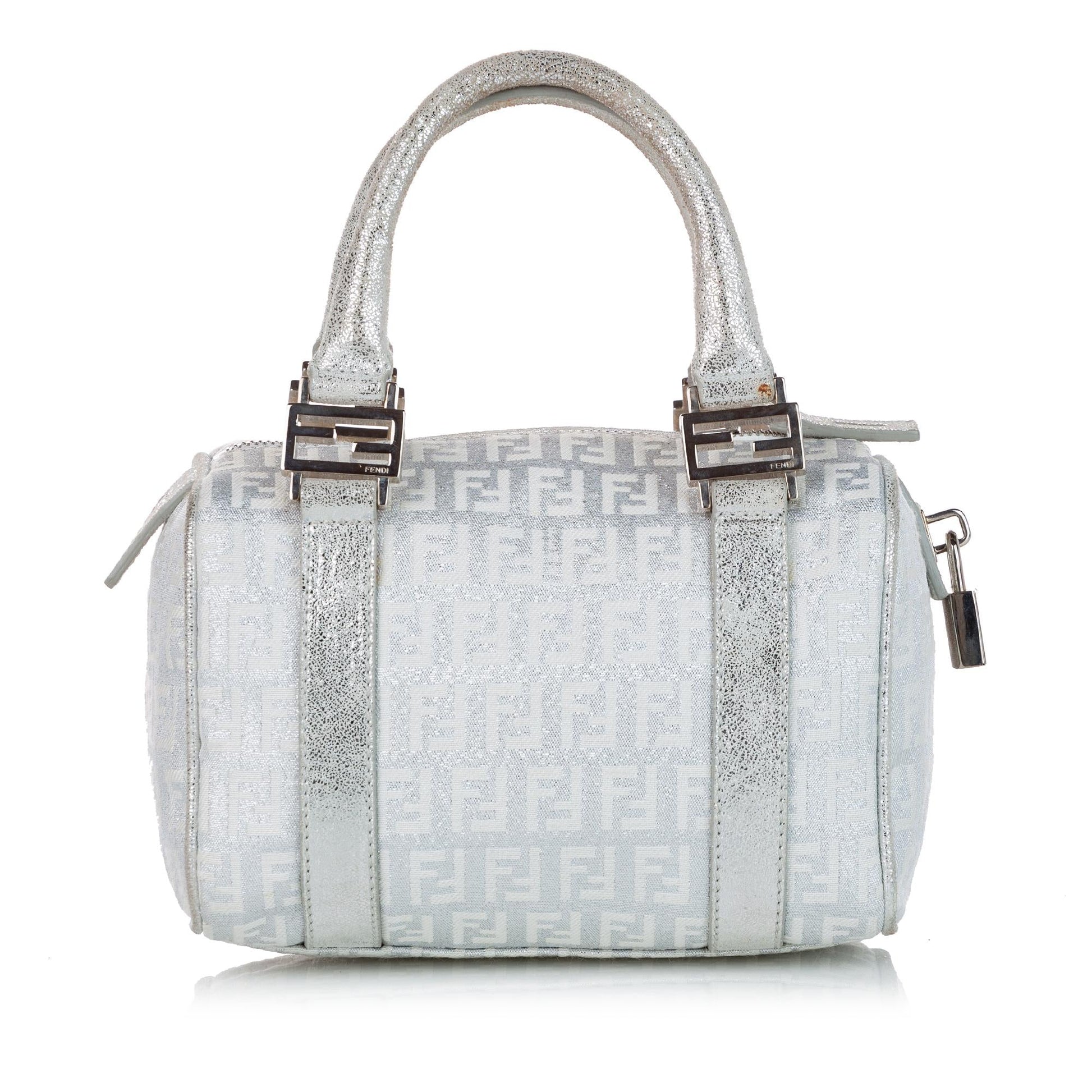 Fendi Zucchino Boston Bag Shg Canvas Satchel Bag