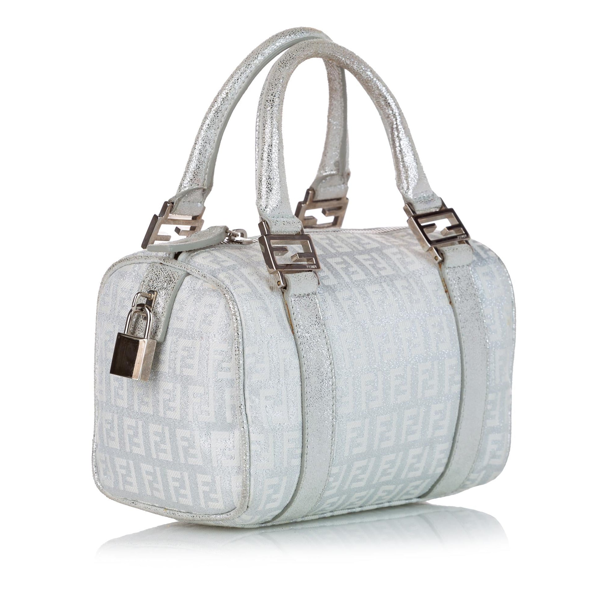 Fendi Zucchino Boston Bag Shg Canvas Satchel Bag