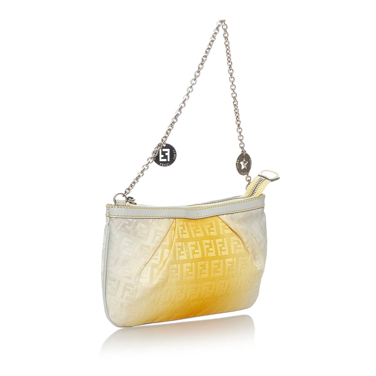 Fendi Zucchino Baguette Shg Handbag Canvas Chain Shoulder Bag