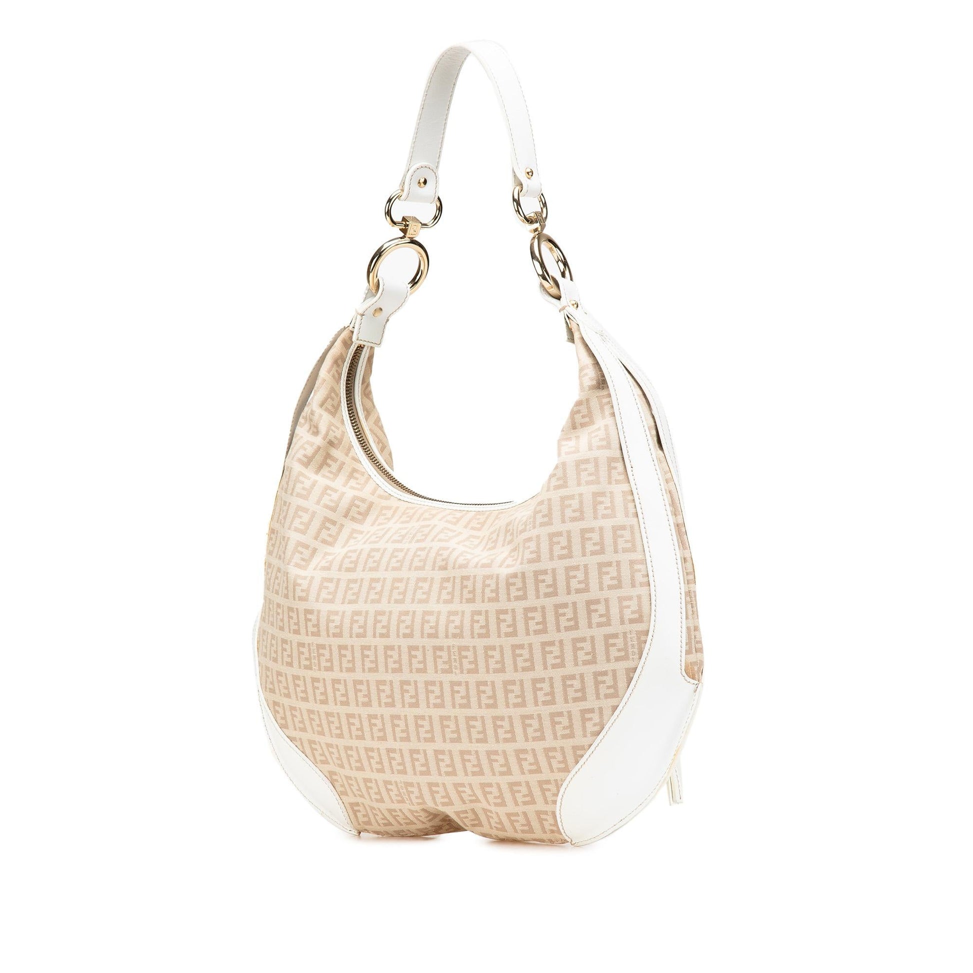 Fendi Zucchino Chef Pocket Hobo Canvas Shoulder Bag