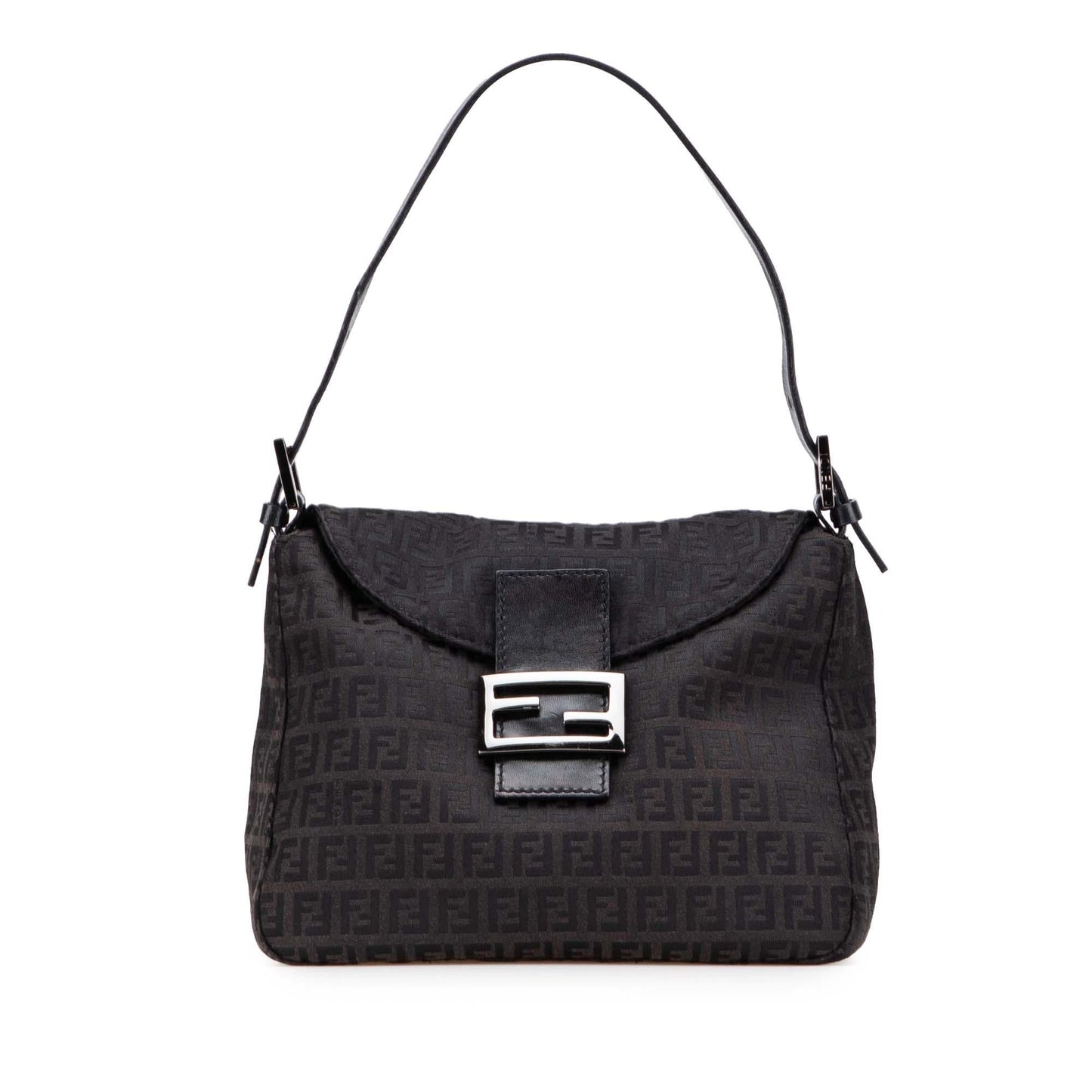 Fendi Zucchino Double Mamma Shoulder Bag Canvas Flap Double Flap Mamma