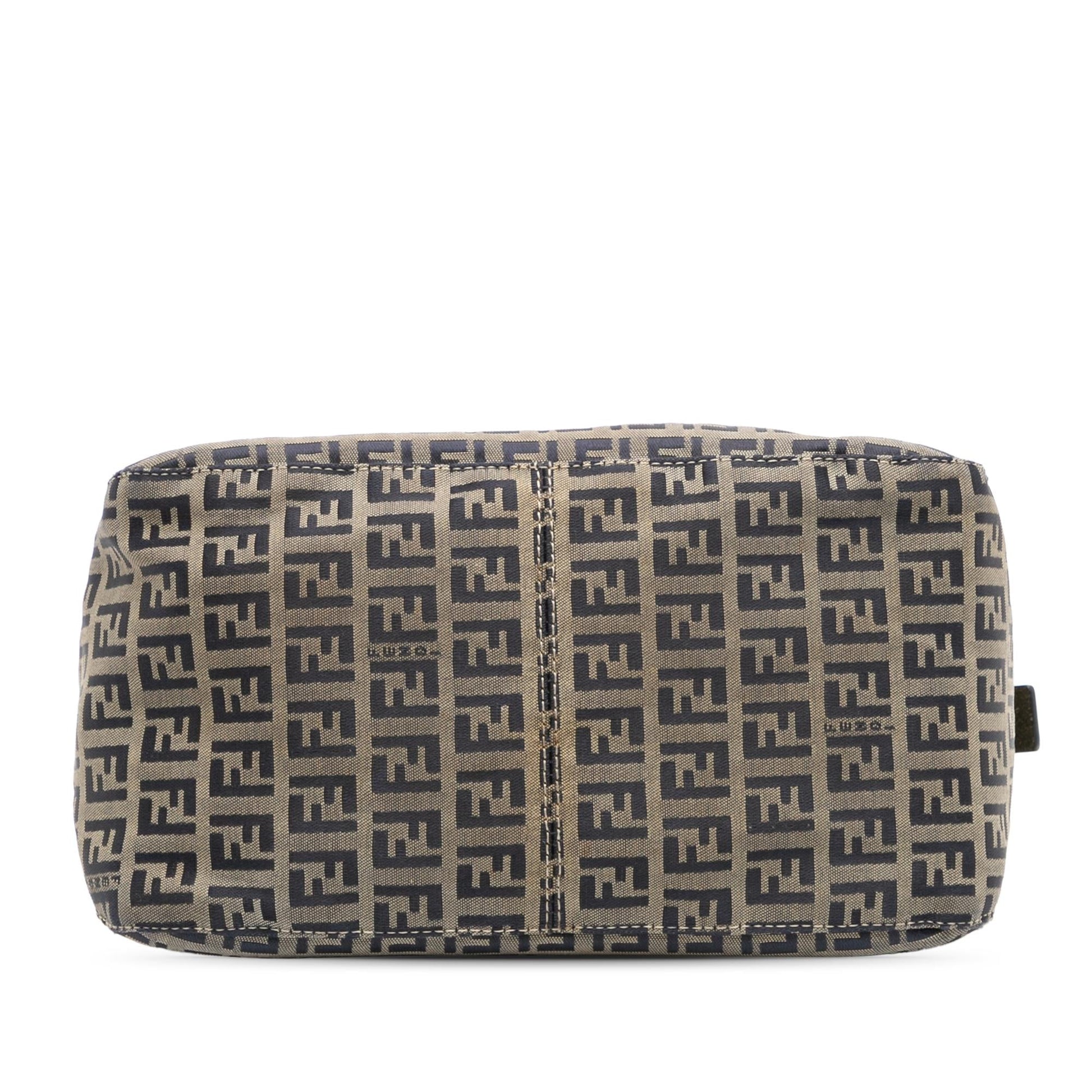 Fendi Zucchino Double Mamma Shoulder Bag Canvas Flap
