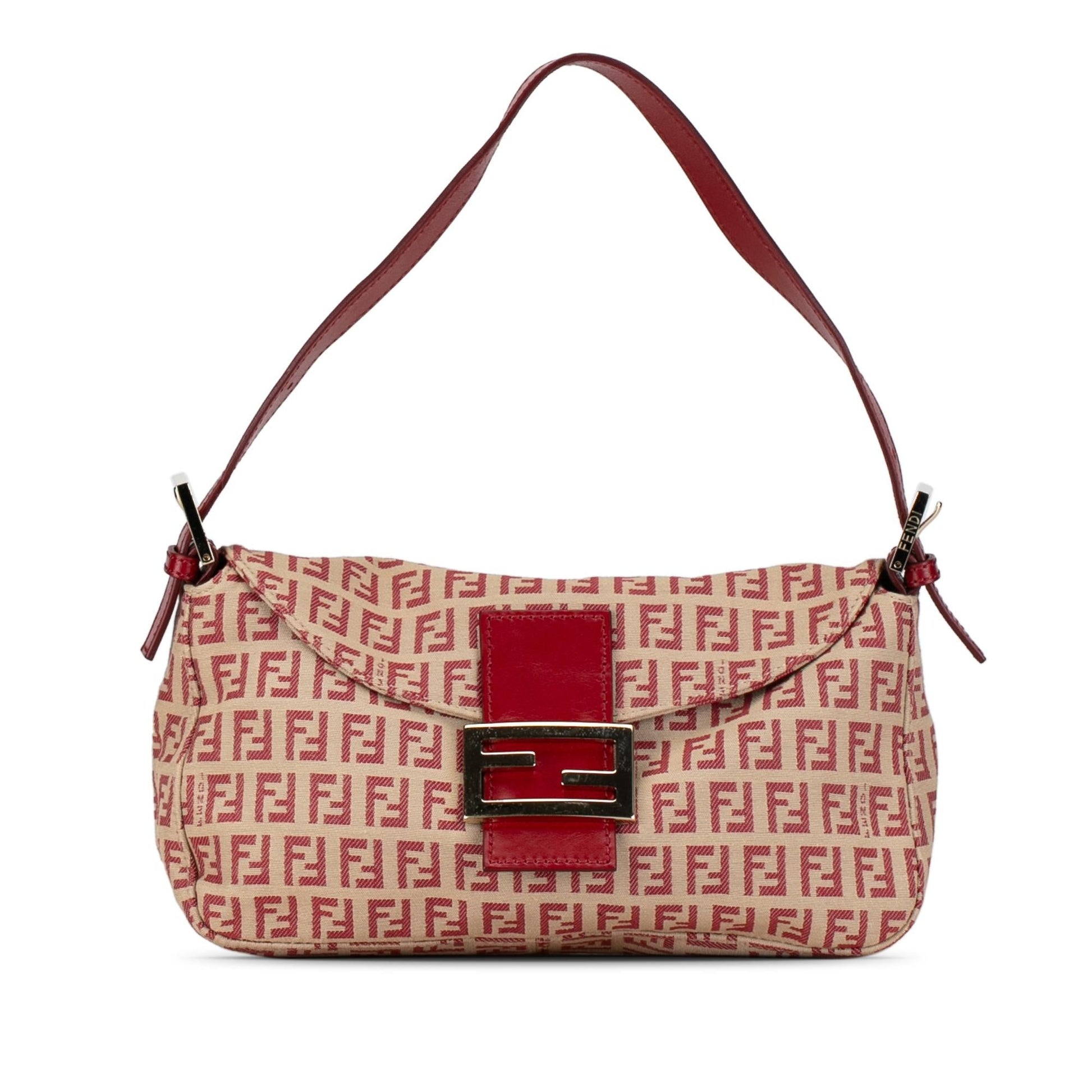 Fendi Zucchino Double Shoulder Bag Shg Fsl5Cl Canvas Flap