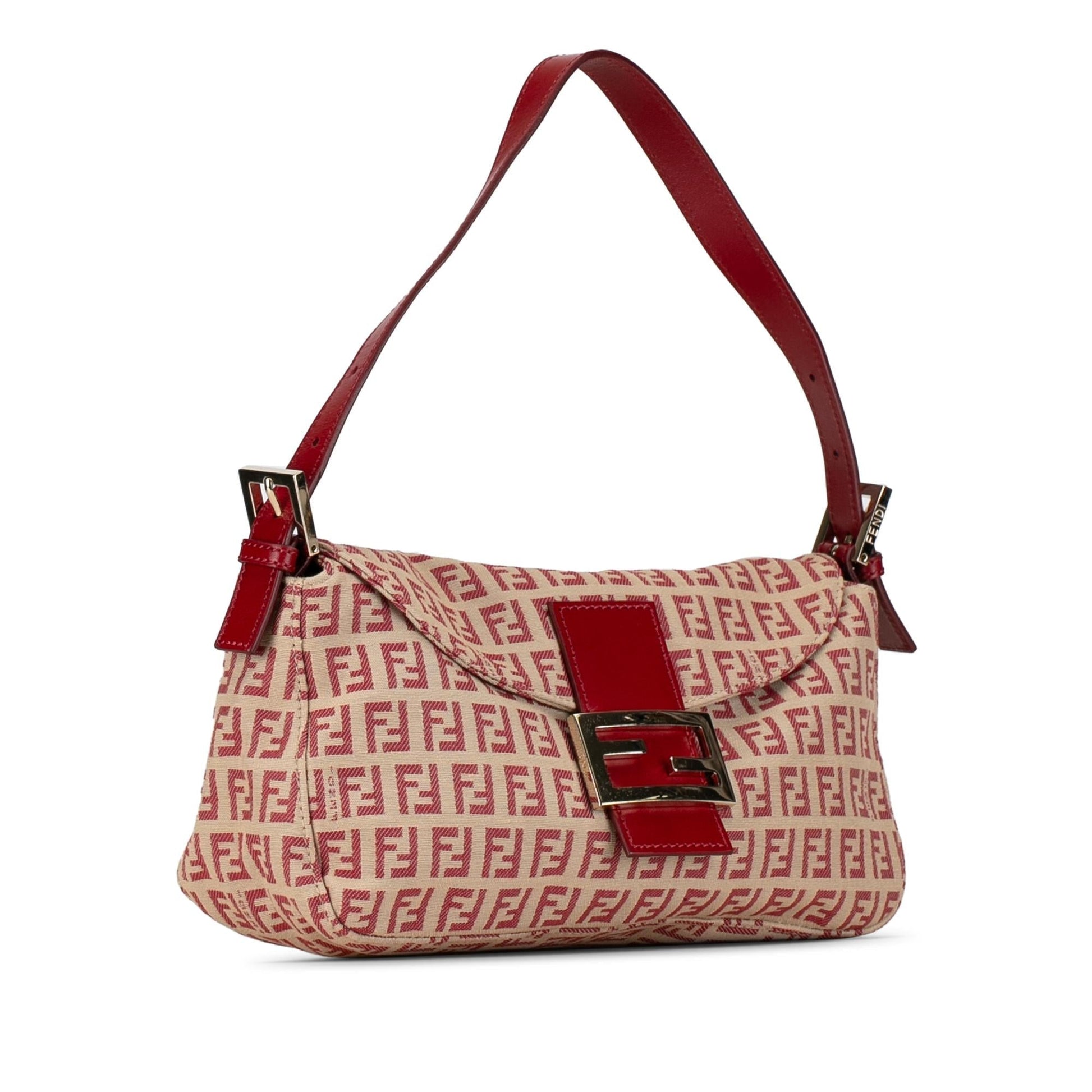 Fendi Zucchino Double Shoulder Bag Shg Fsl5Cl Canvas Flap