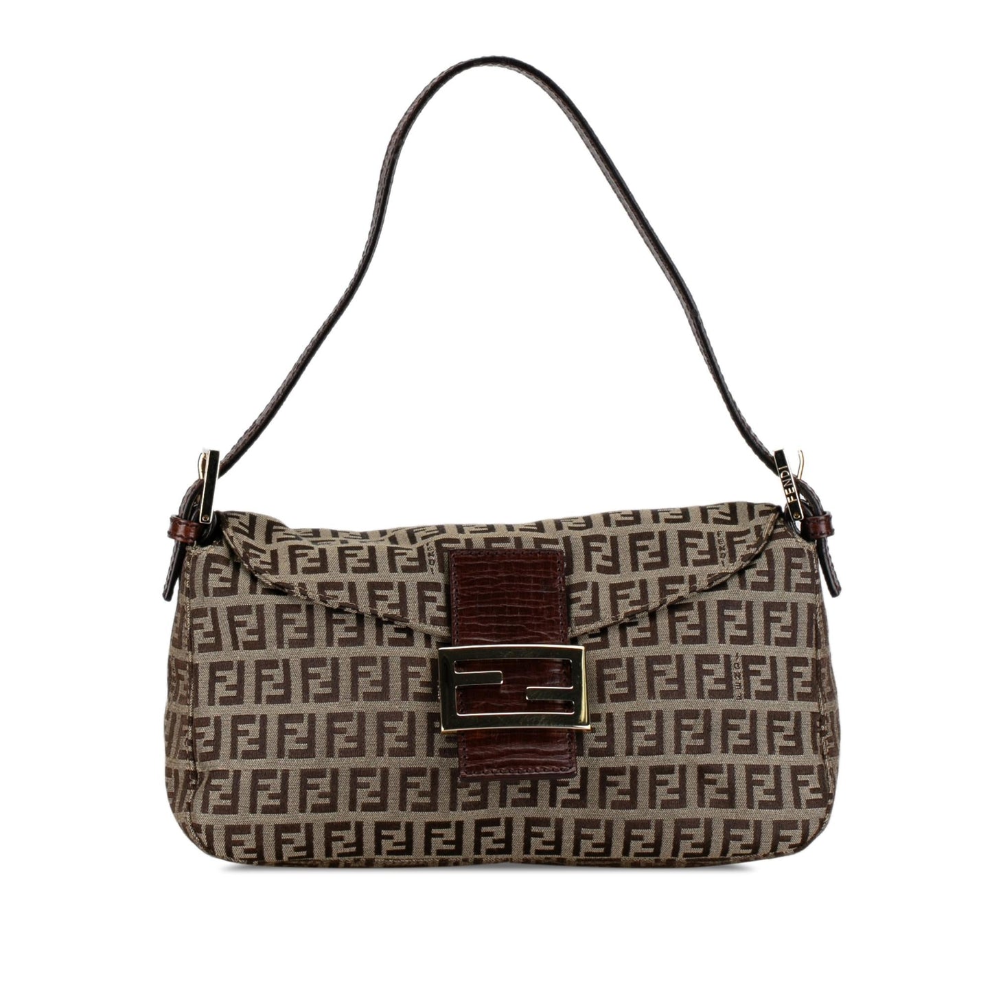 Fendi Zucchino Double Shoulder Bag Shg Mbkffe Canvas Flap