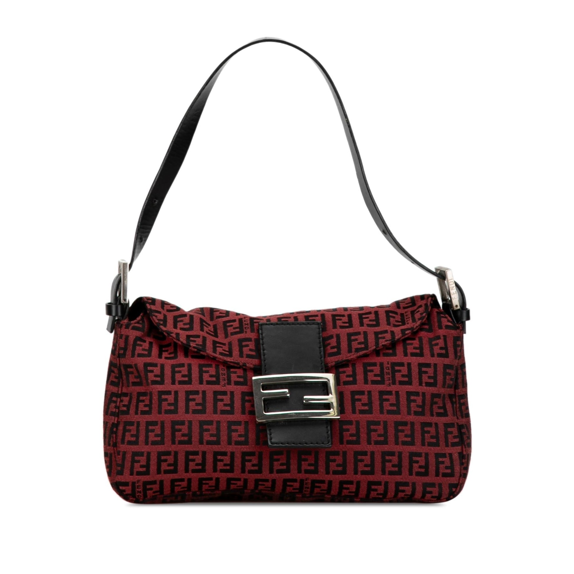 Fendi Zucchino Double Shoulder Bag Shg Nyl1Sf Canvas Flap