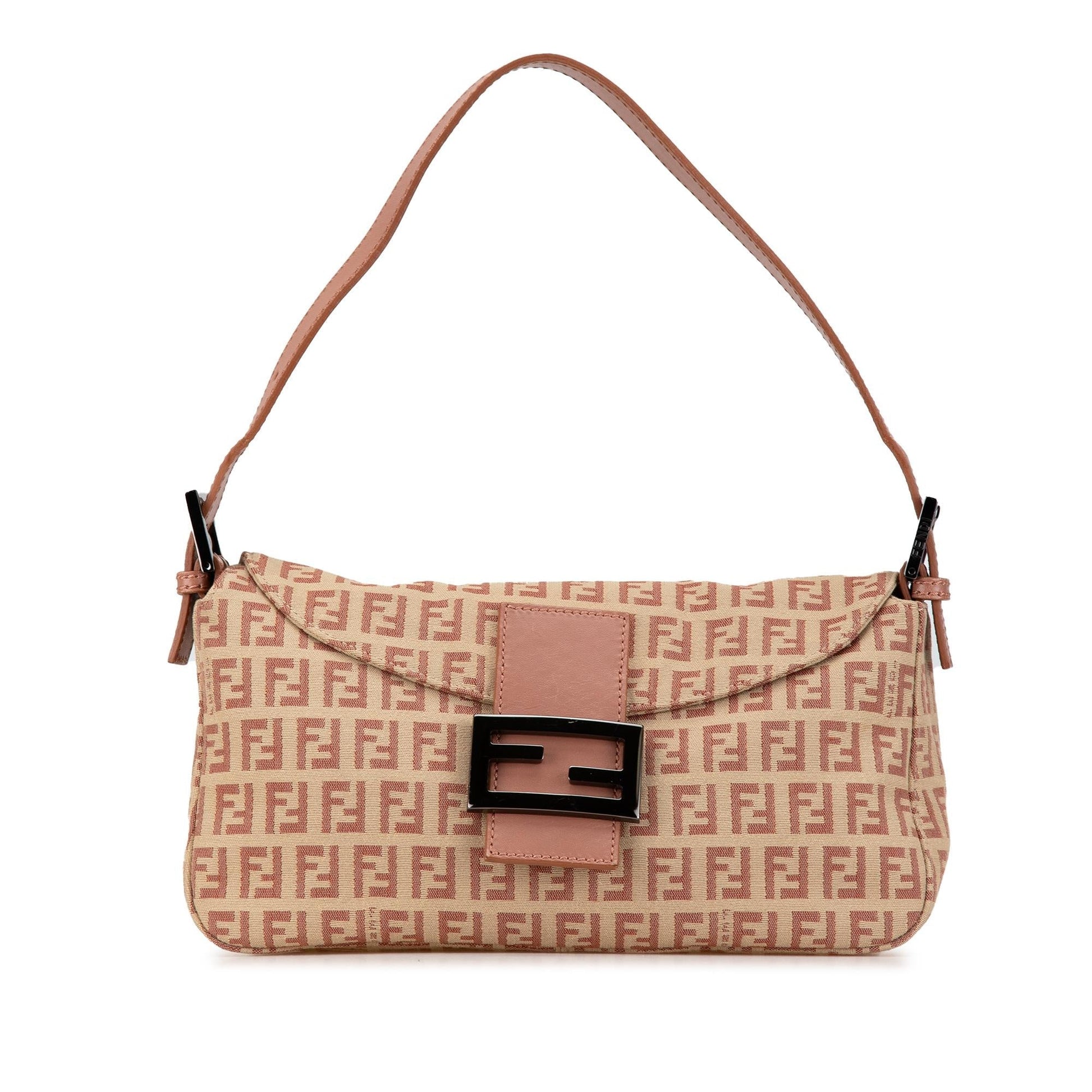 Fendi Zucchino Double Shoulder Bag Shg Lwycwh Canvas Flap