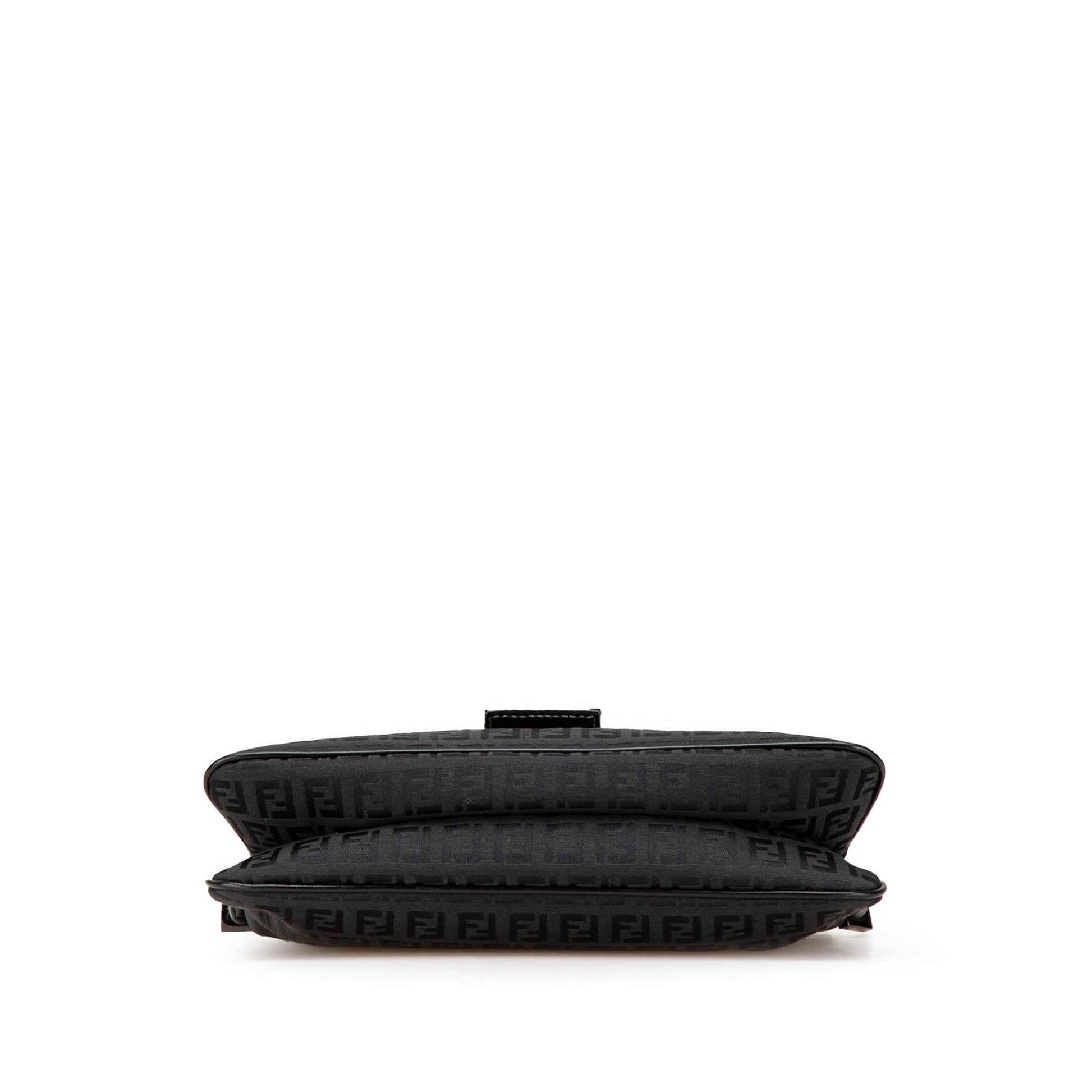 Fendi Zucchino Double Shoulder Bag Canvas Flap