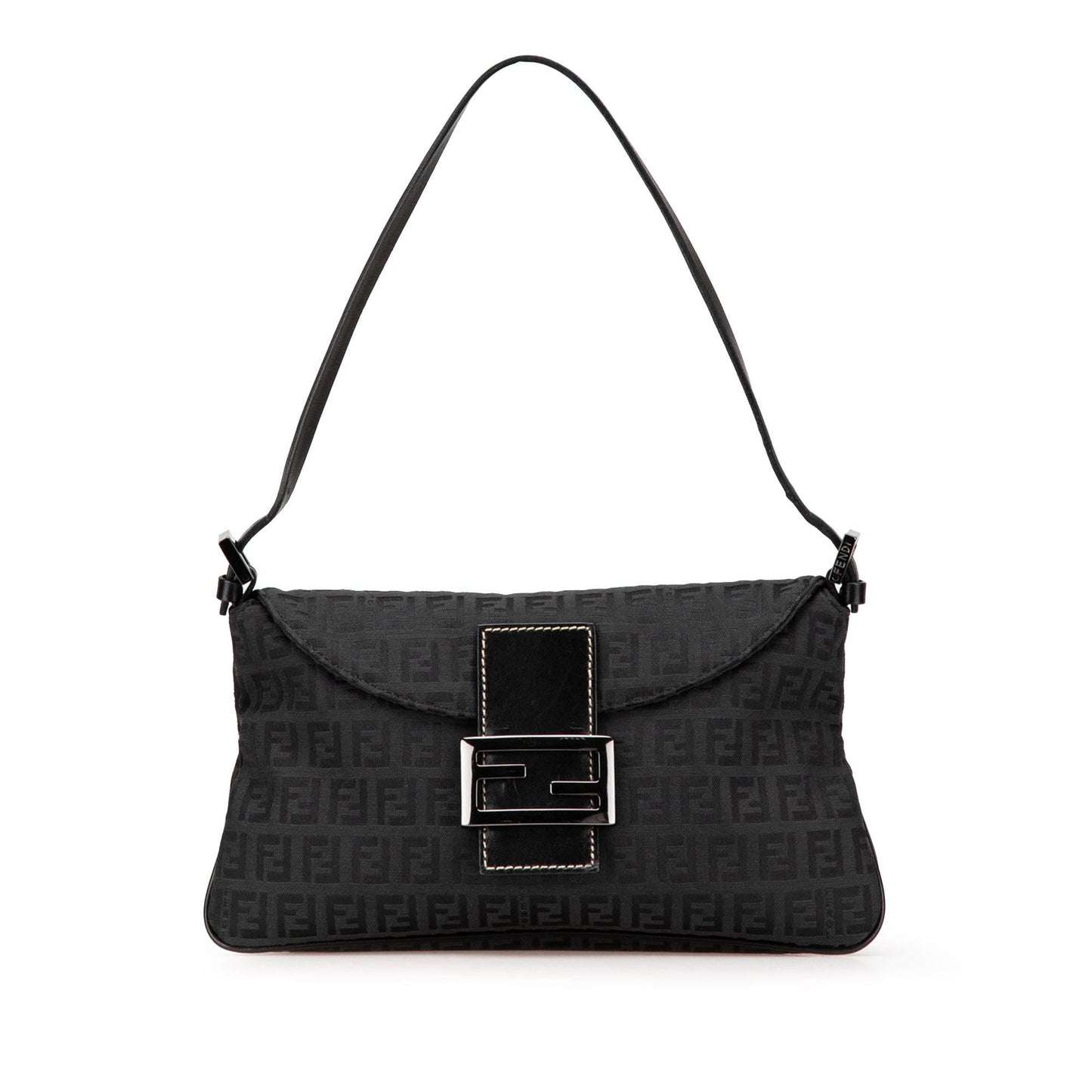 Fendi Zucchino Double Shoulder Bag Canvas Flap