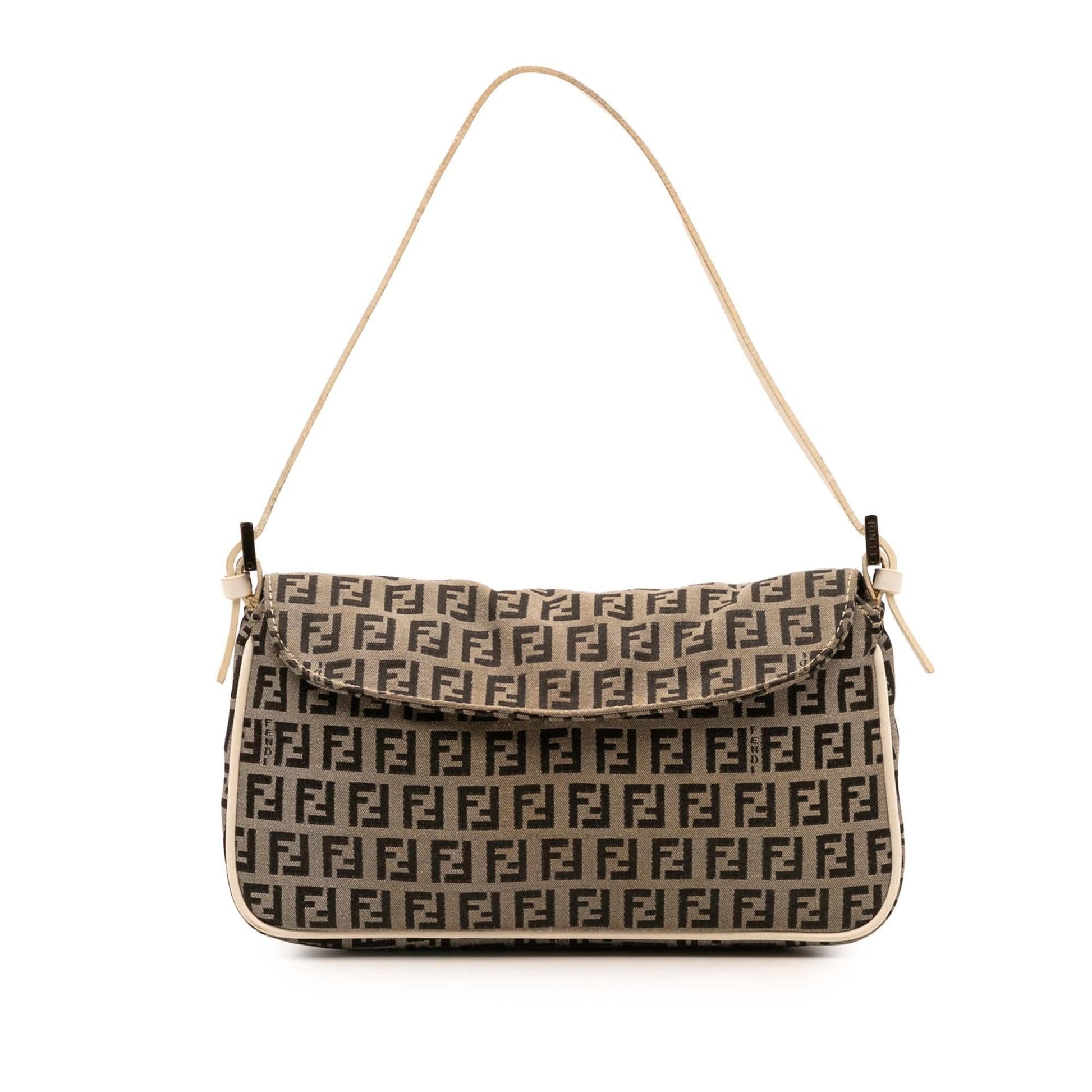Fendi Zucchino Pochette Shoulder Bag Canvas Flap