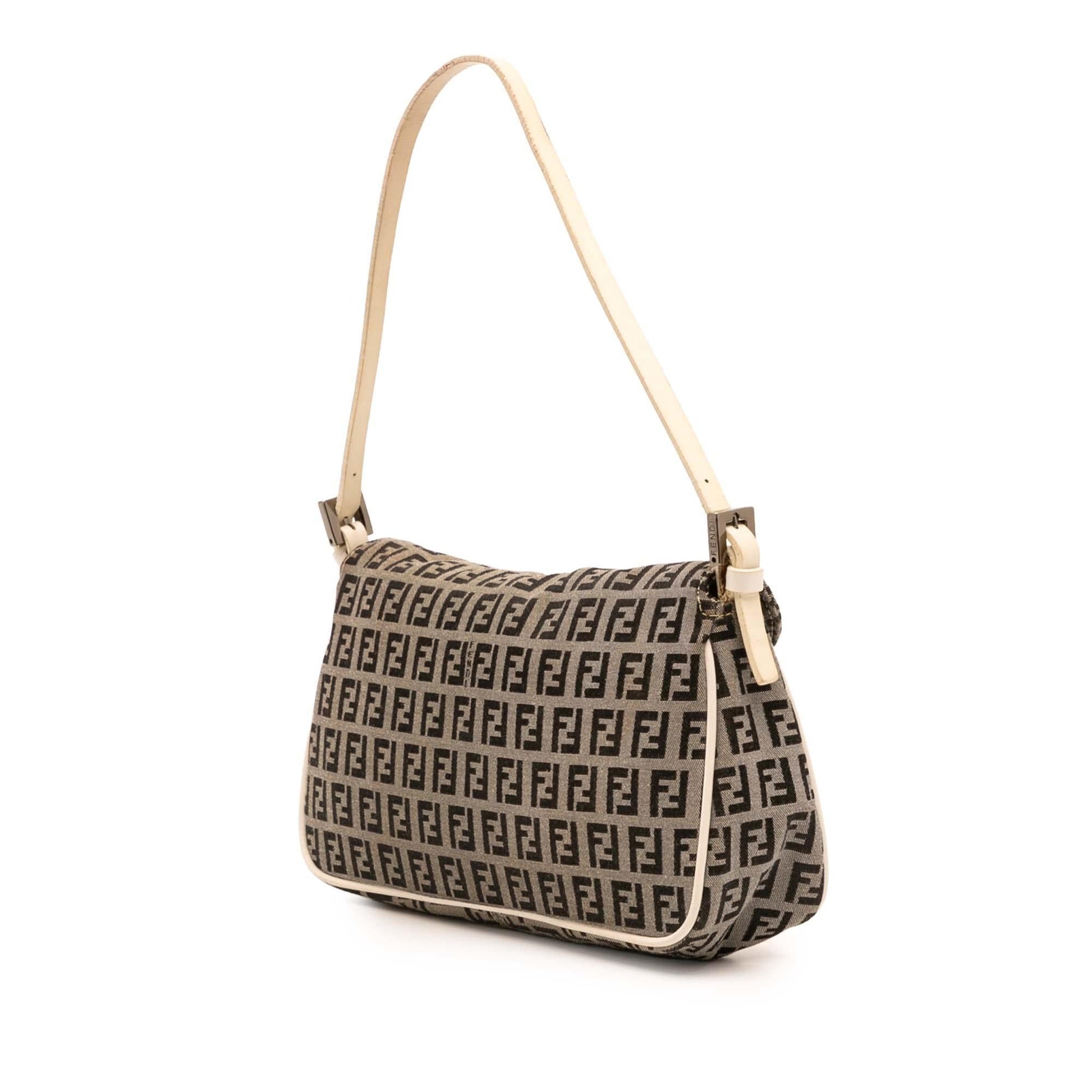 Fendi Zucchino Pochette Shoulder Bag Canvas Flap