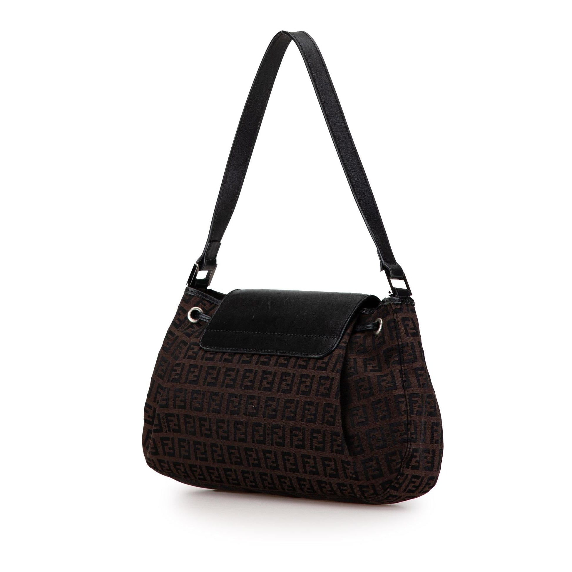 Fendi Zucchino Shoulder Bag Shg Lkn300 Canvas Flap