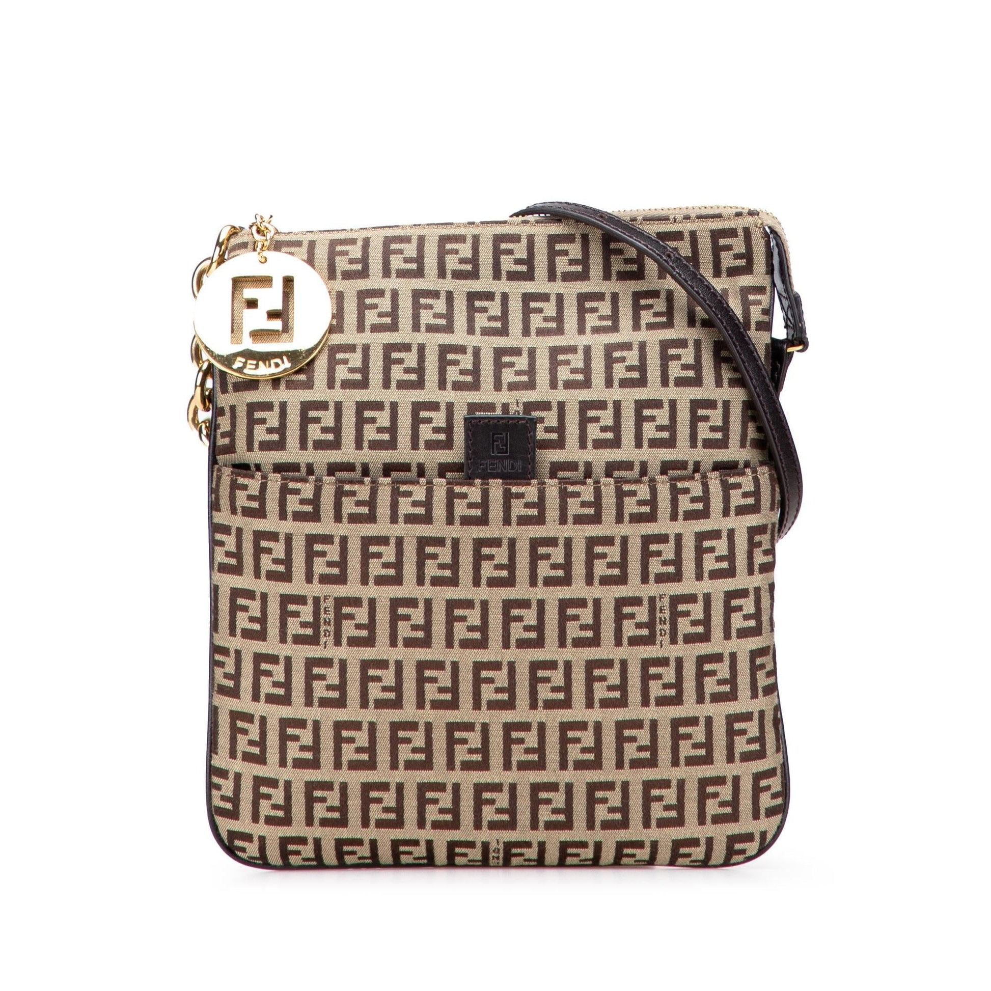 Fendi Zucchino Forever Crossbody Canvas Crossbody Bag