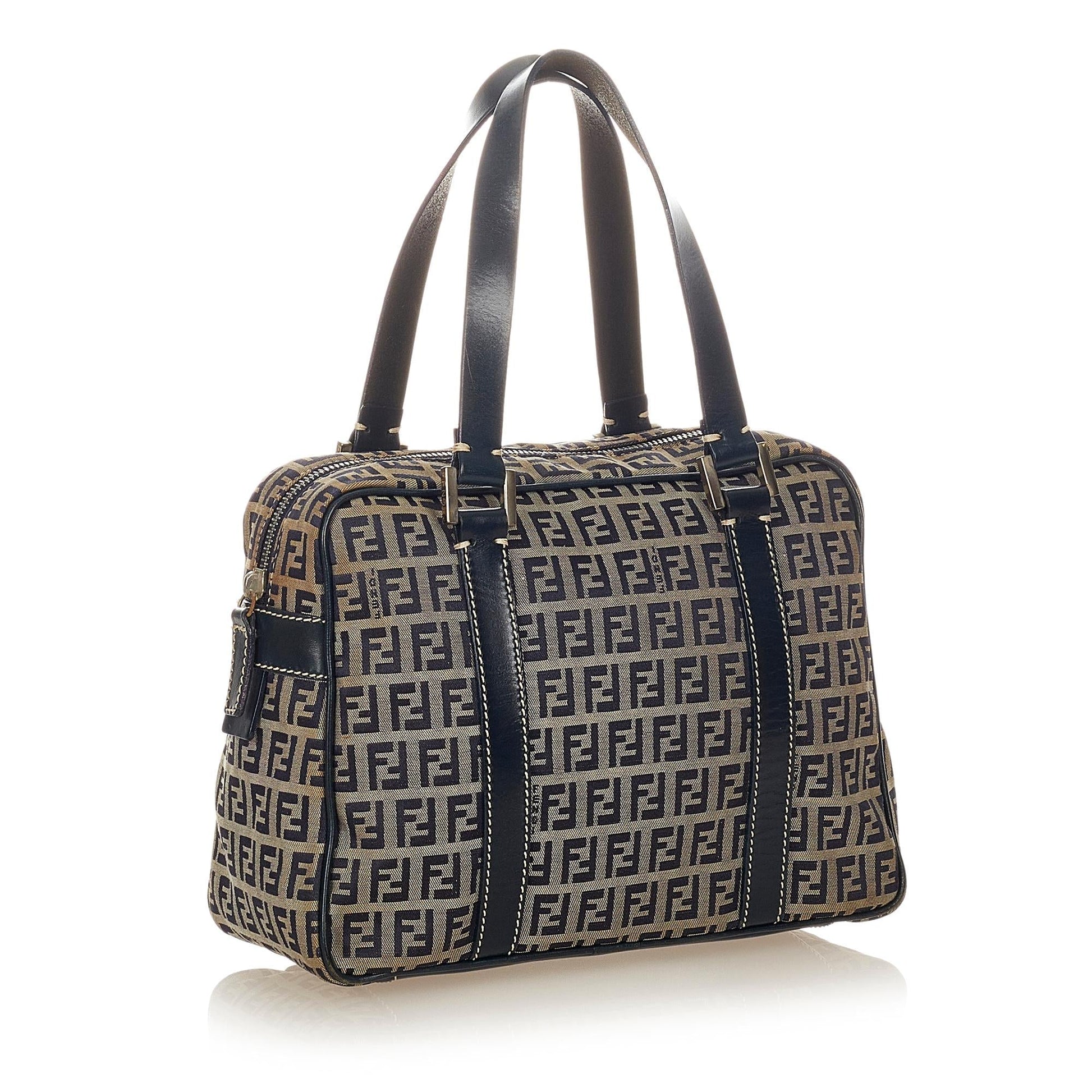 Fendi Zucchino Handbag Shg Canvas Satchel Bag Handbag Shg 26623