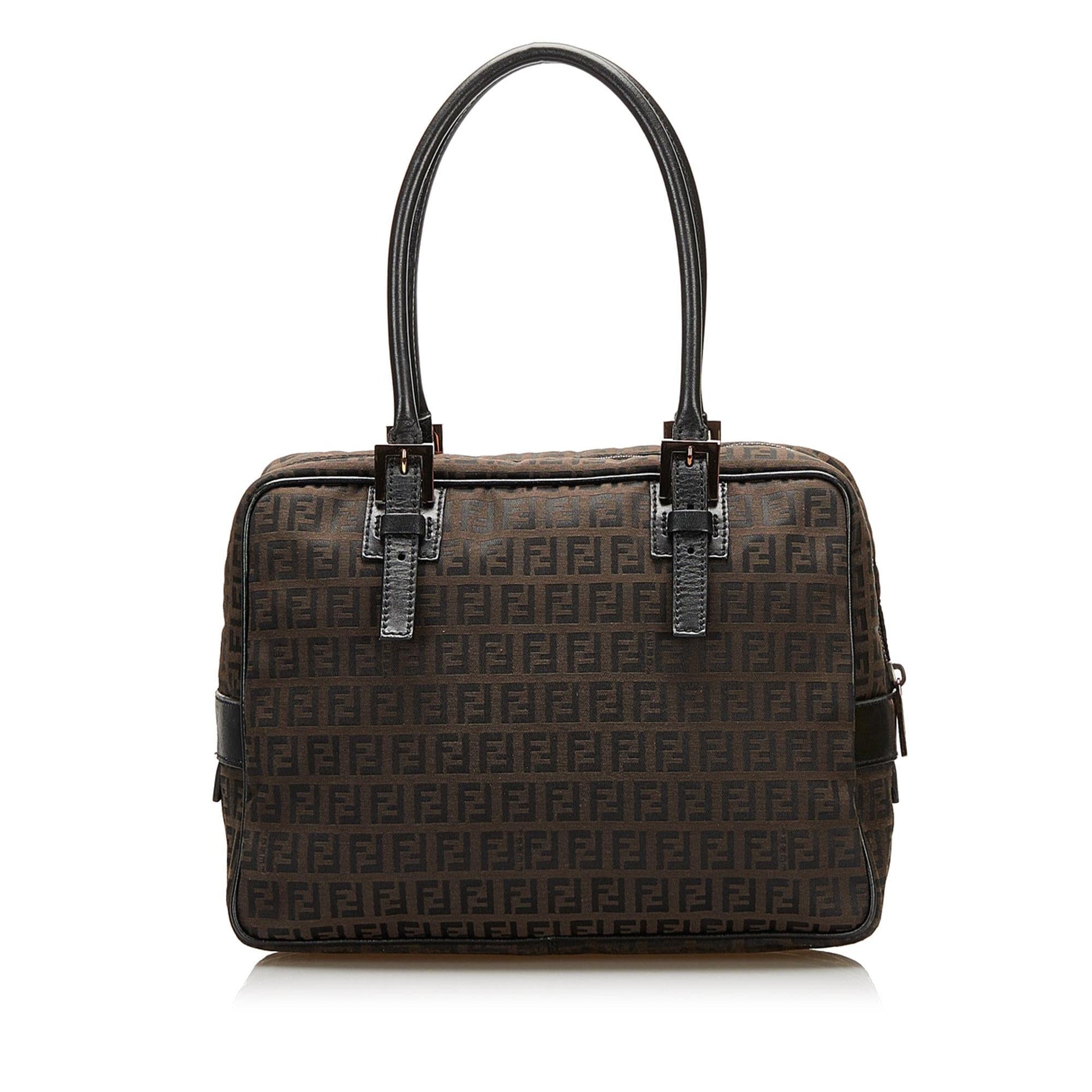 Fendi Zucchino Handbag Shg Canvas Satchel Bag