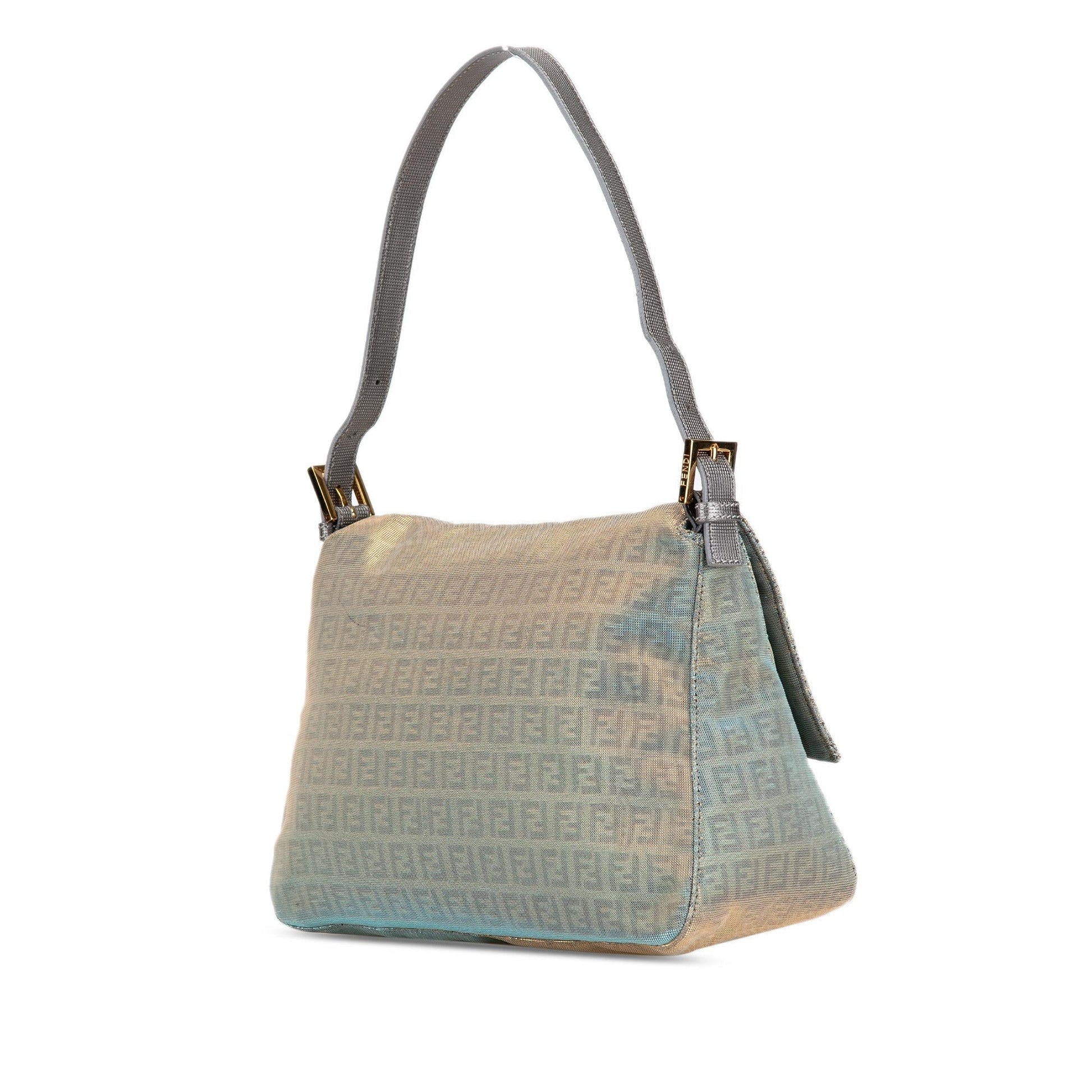 Fendi Zucchino Metallic Mamma Forever Shoulder Bag Canvas