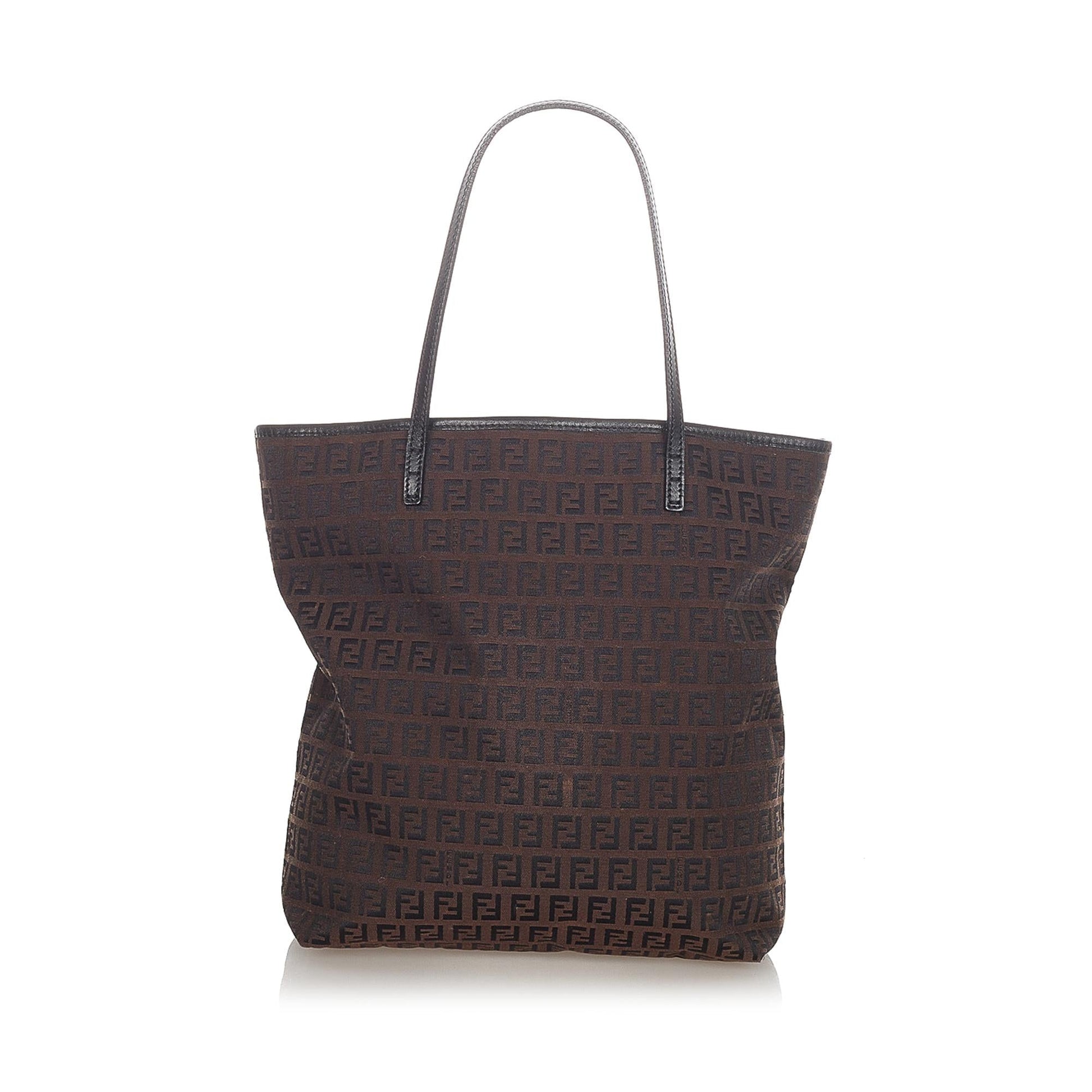 Fendi Zucchino Tote Bag Shg Canvas Tango Authentic 150709