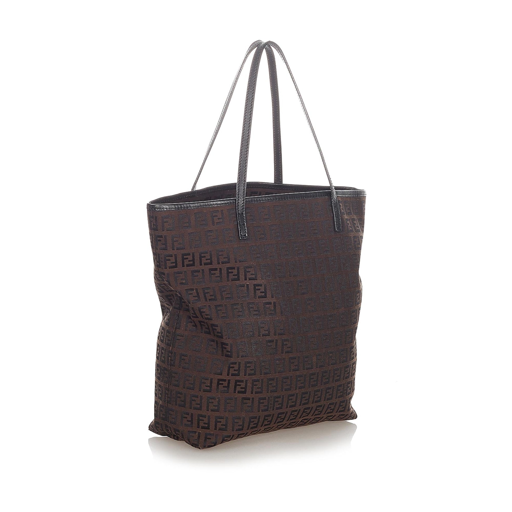 Fendi Zucchino Tote Bag Shg Canvas Tango Authentic 150709