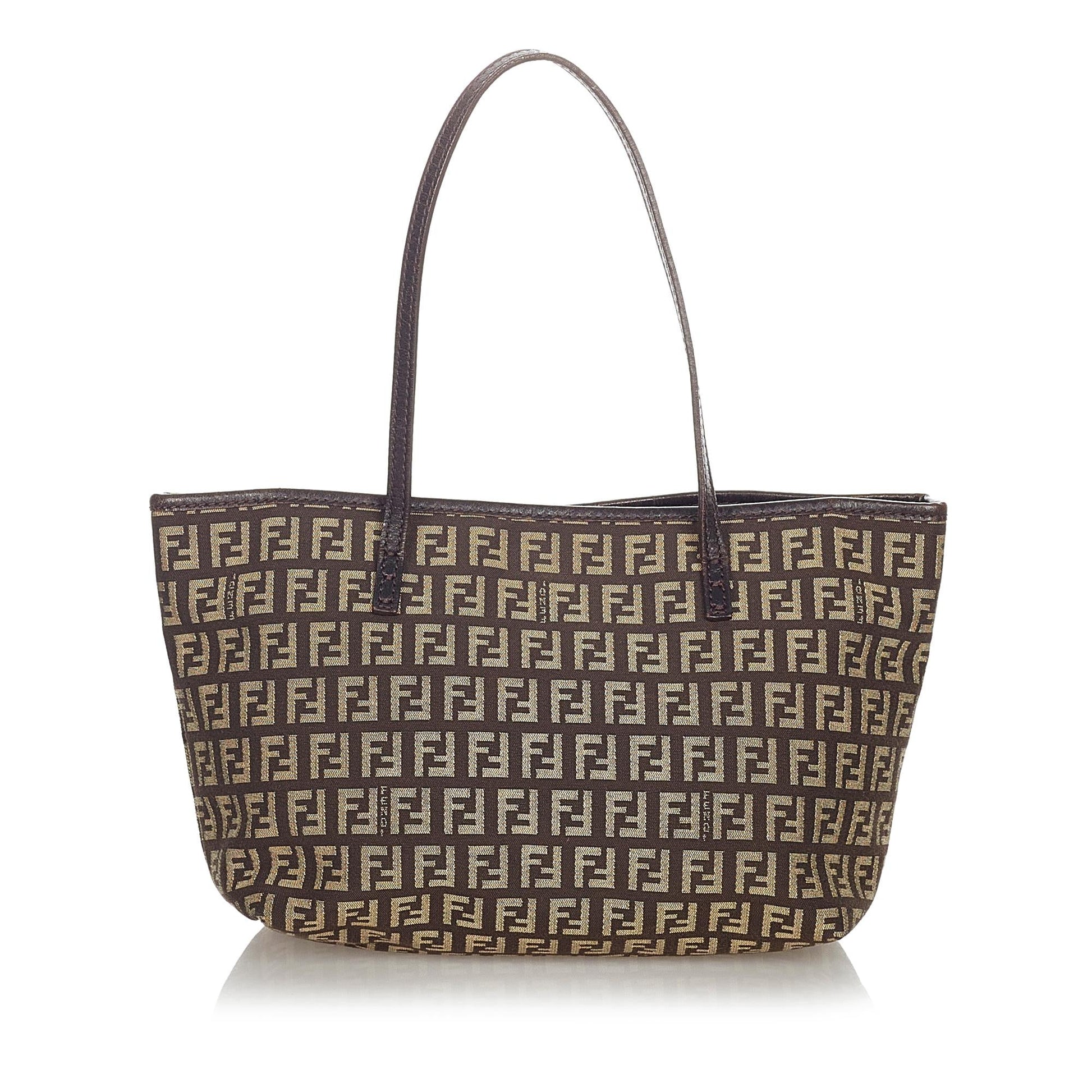 Fendi Zucchino Tote Bag Shg Canvas Gm Authentic 151801