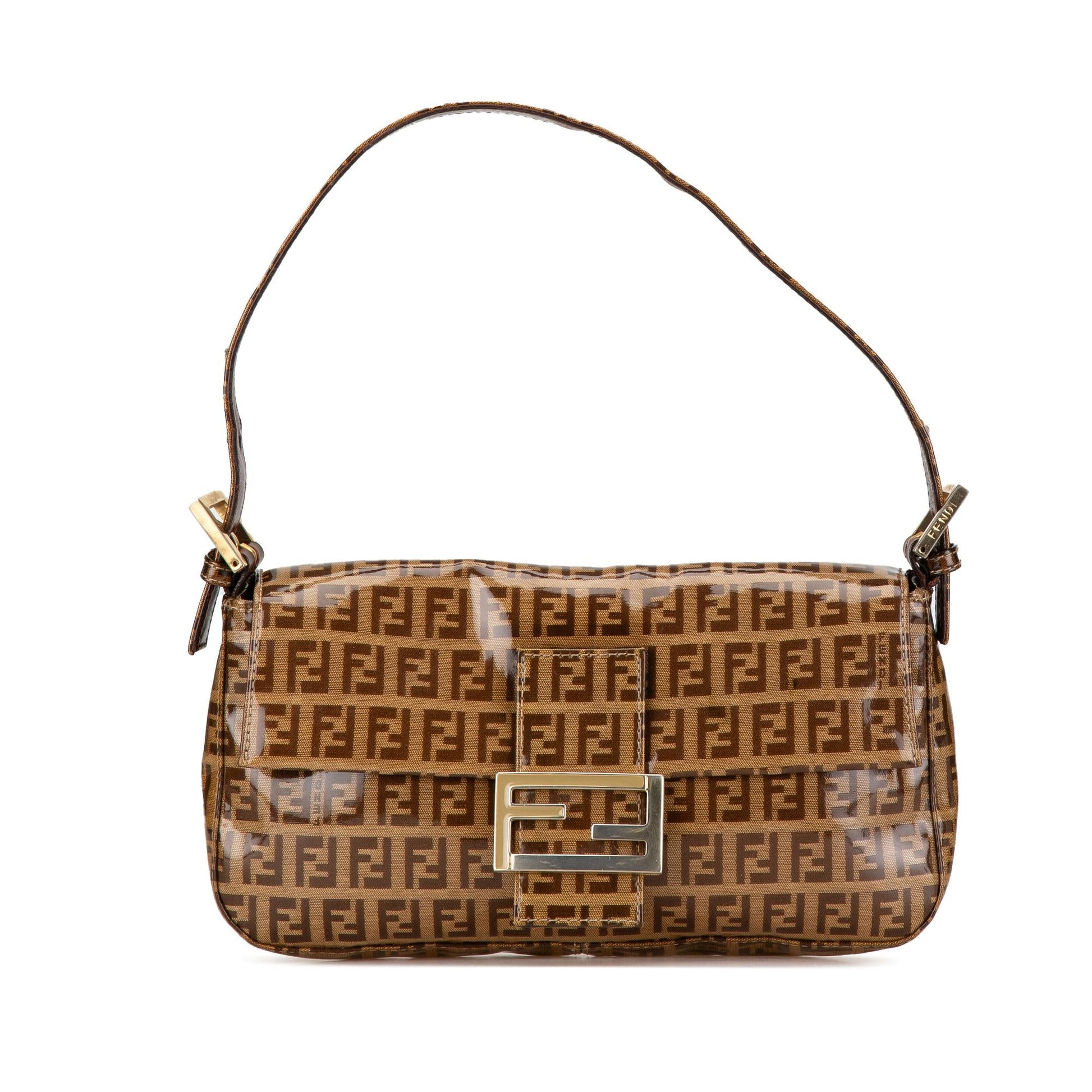 Fendi Zucchino Crystal Baguette Shoulder Bag