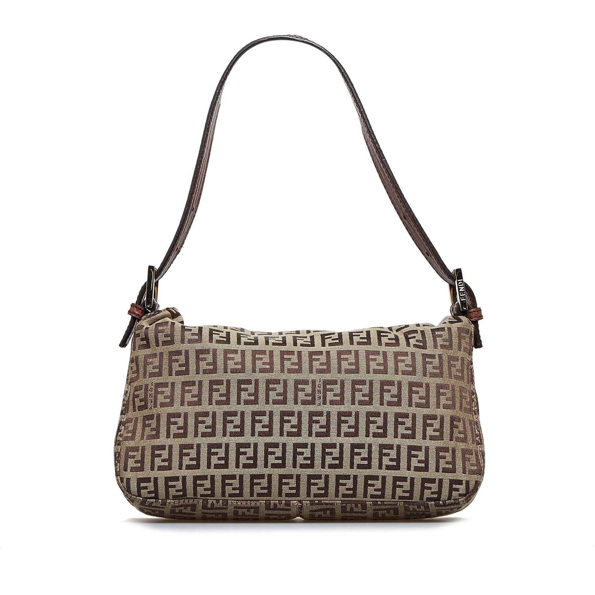 Fendi Zucchino Double Baguette Shg Du3Dv1 Handbag Flap Shoulder Bag