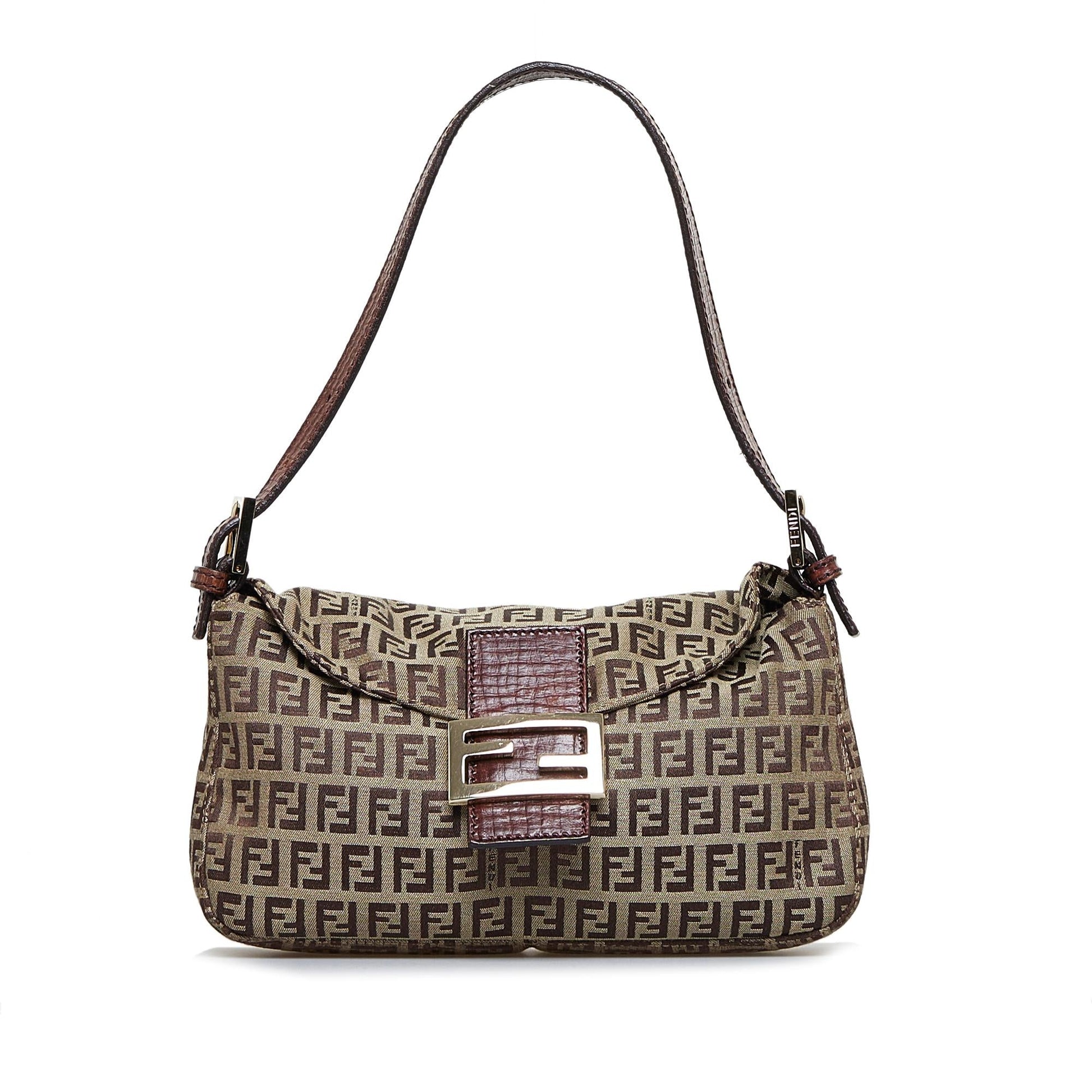 Fendi Zucchino Double Baguette Shg Du3Dv1 Handbag Flap Shoulder Bag